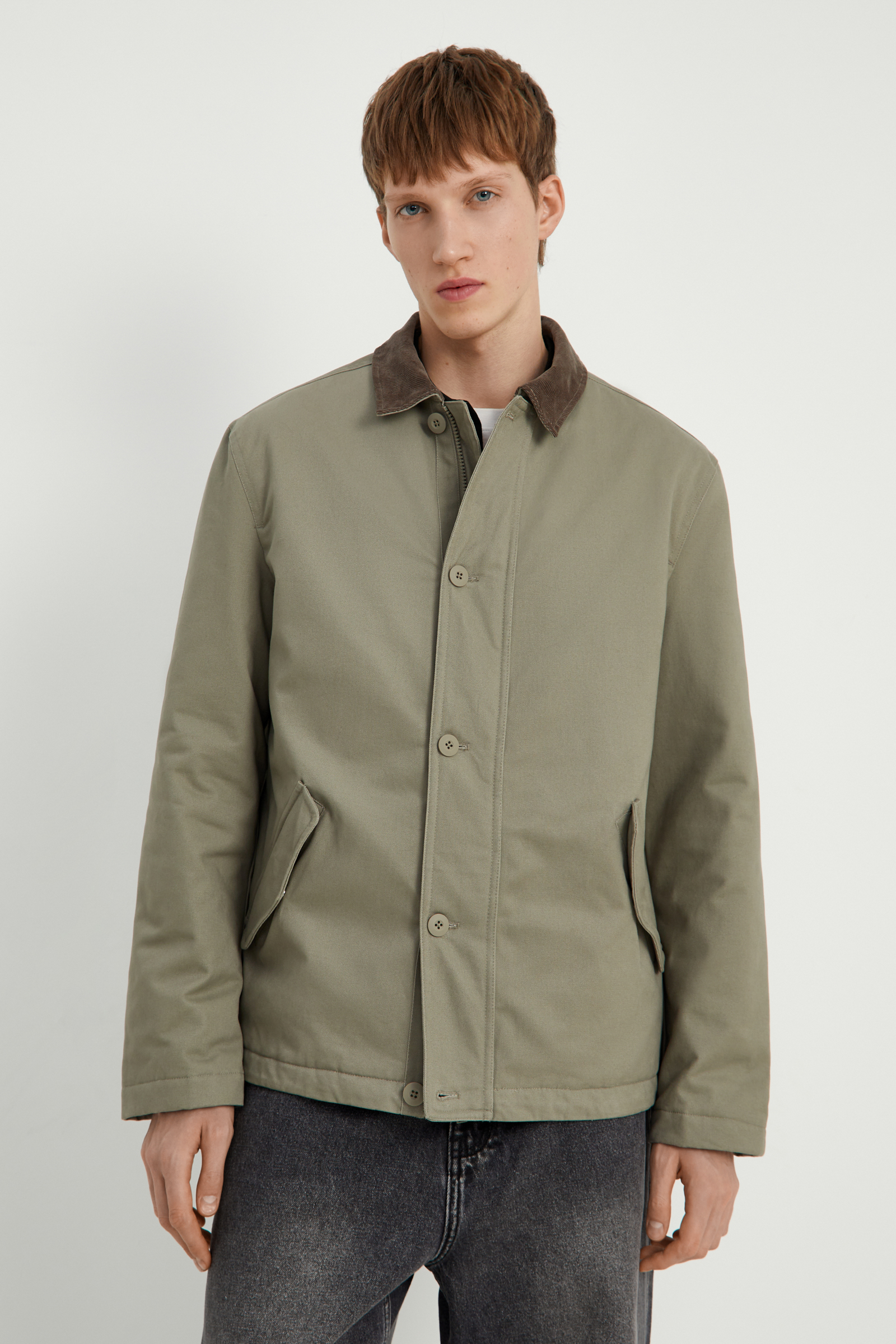 Утепленная куртка FINN FLARE с вельветовым воротником, хаки, арт. FBF21000