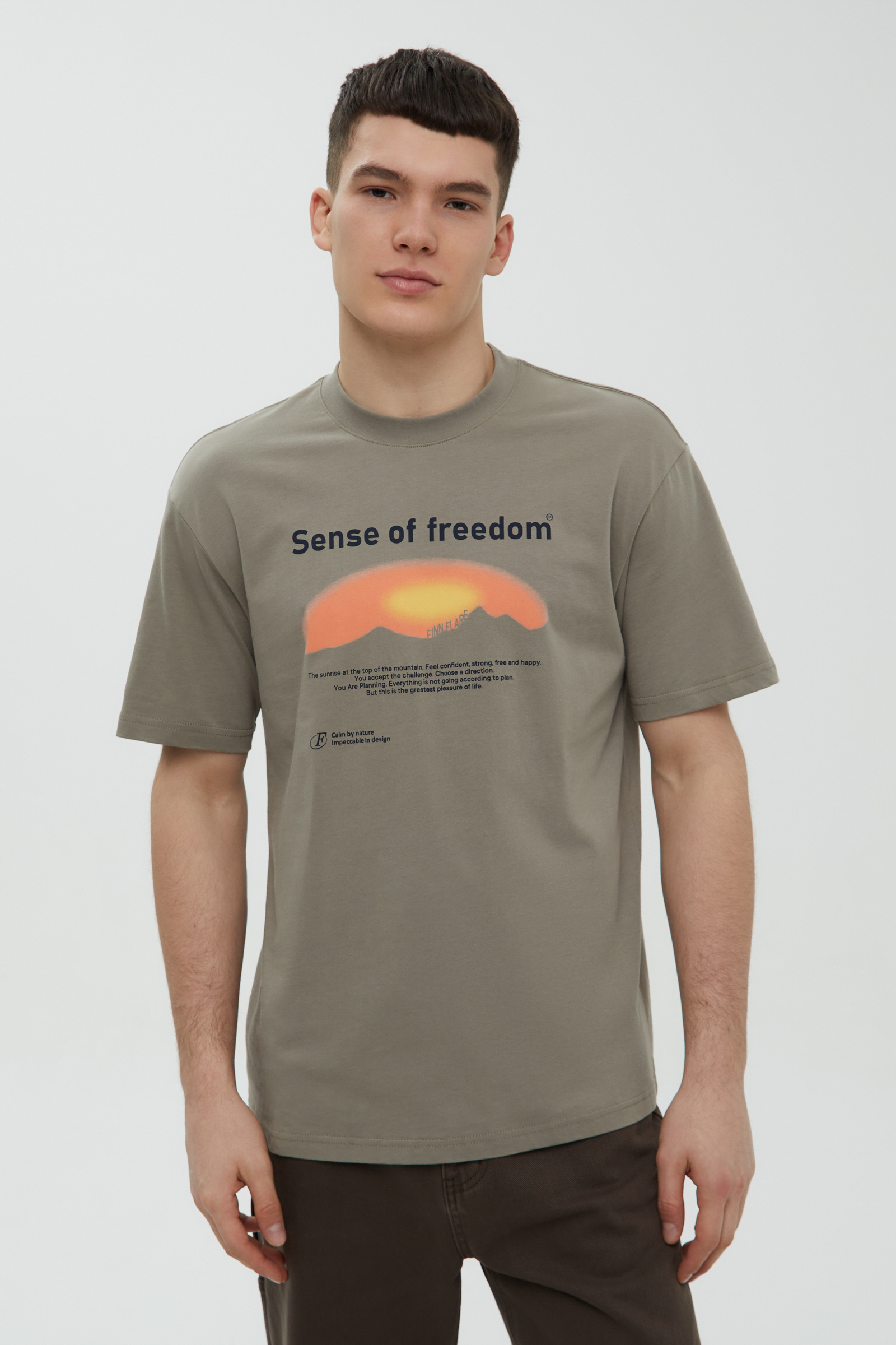 Футболка Finn Flare с принтом, хаки, арт. FBF210104