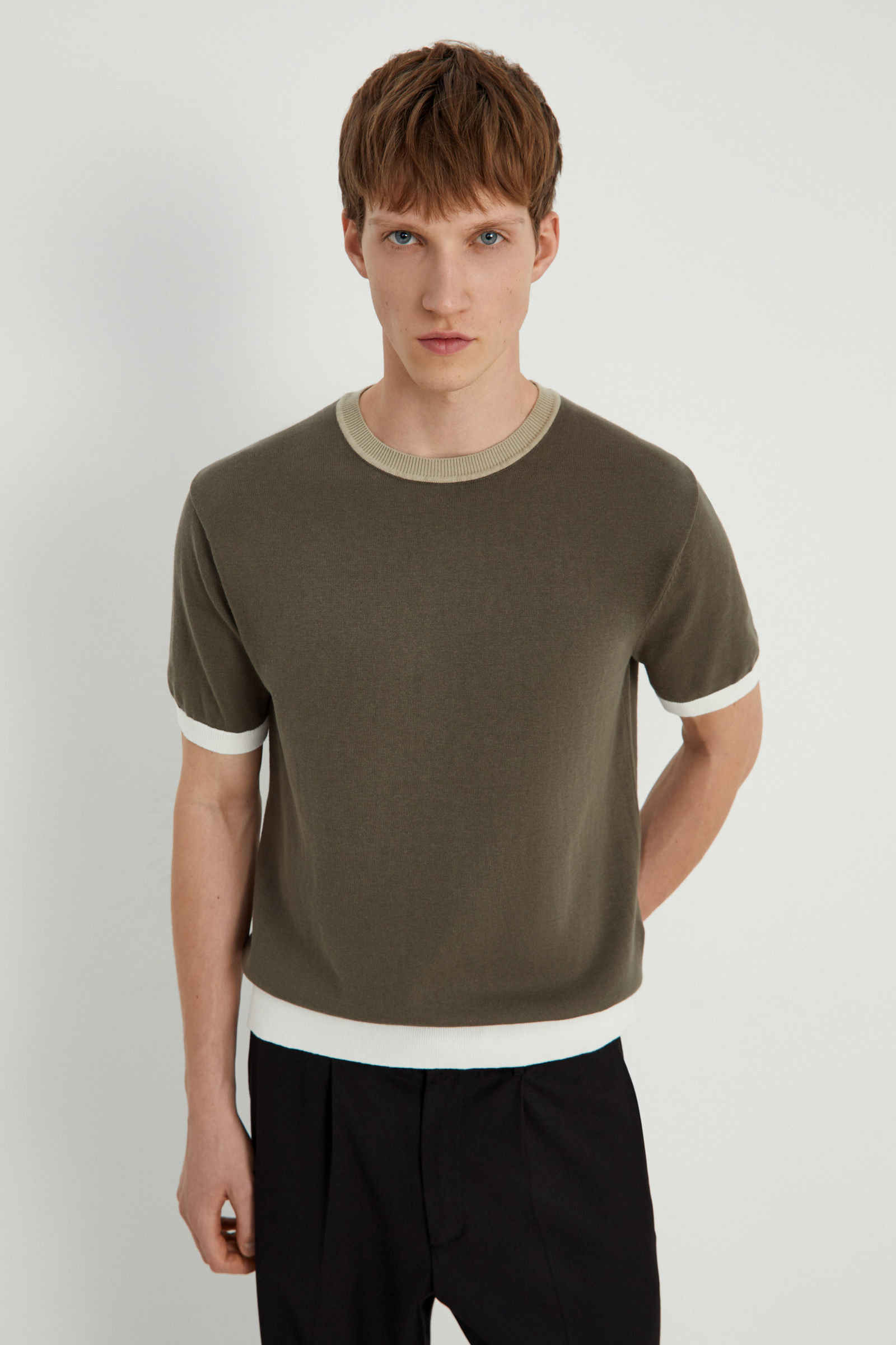 

Джемпер с контрастной отделкой, 927 swamp, Джемпер с контрастной отделкой