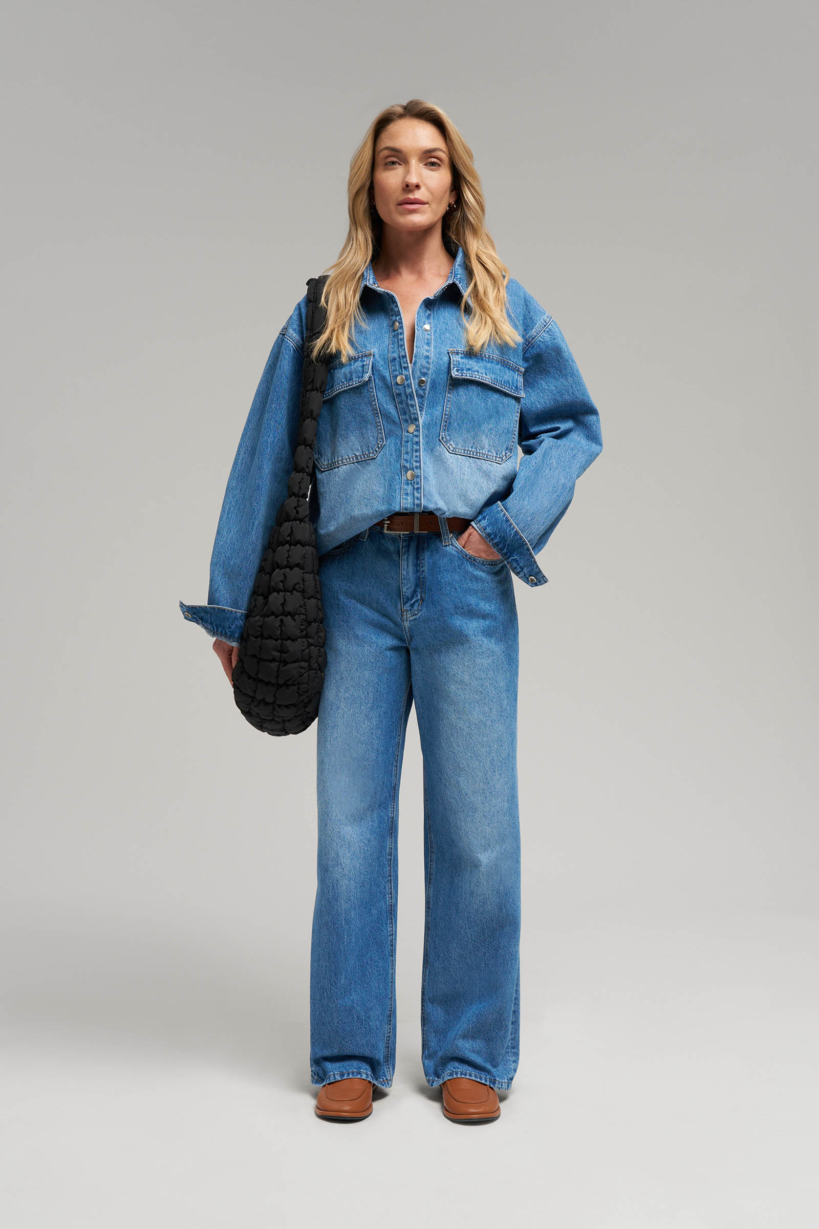 Джинсовая рубашка oversize Finn Flare, 1251 denim, арт. FBG15014