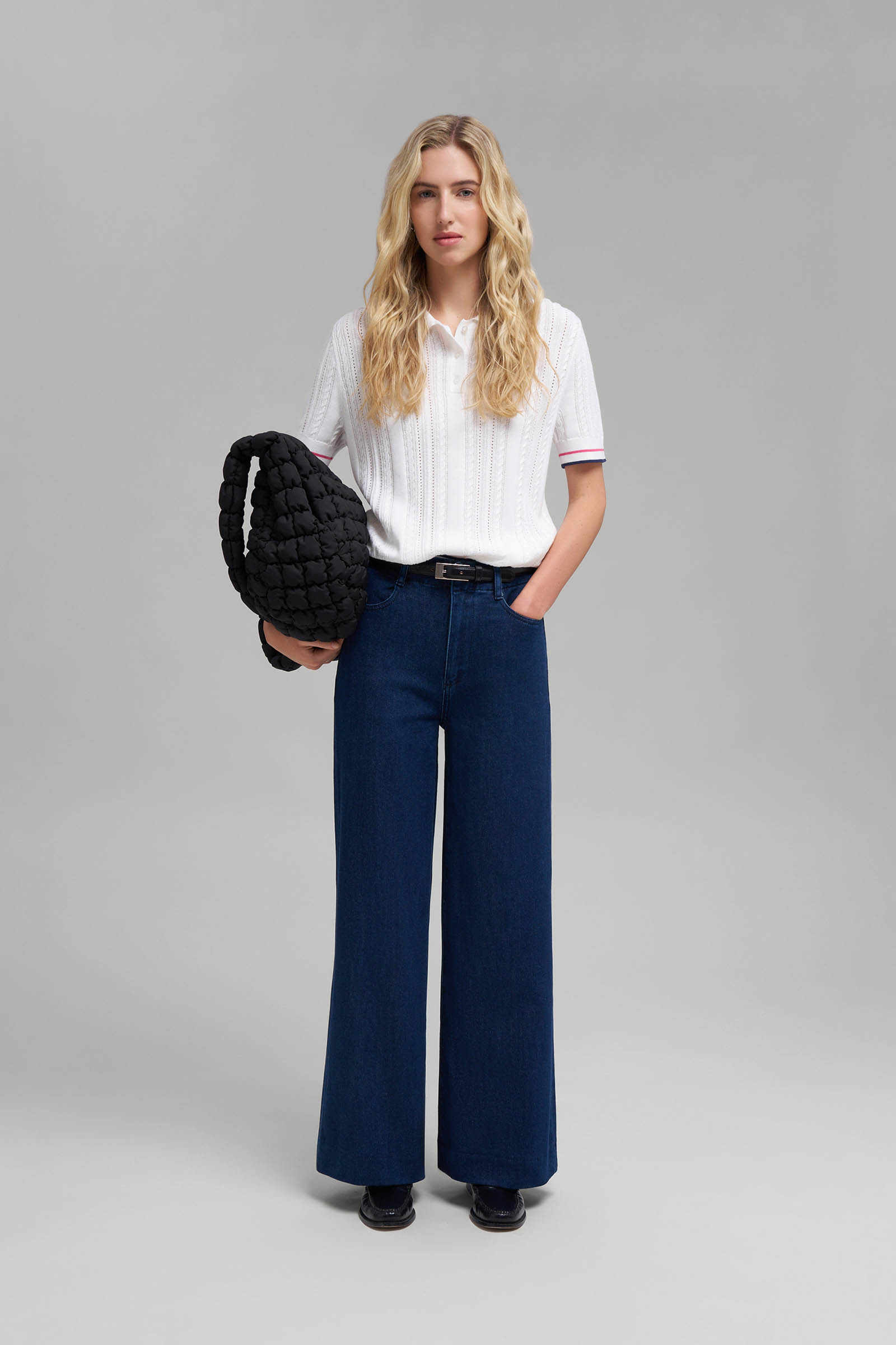 

Джинсы широкого кроя с эластичным поясом, 127 dark denim, Джинсы широкого кроя с эластичным поясом