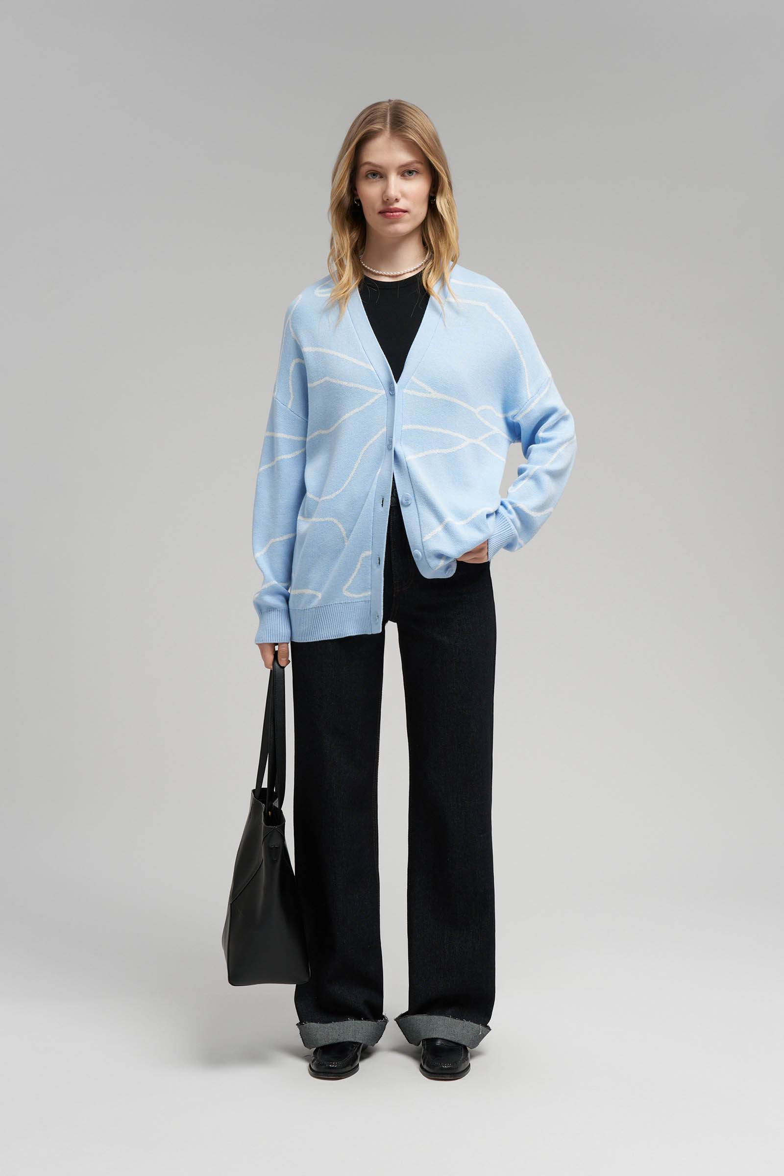 Легкий свободный кардиган FINN FLARE с хлопком, 136 mc skyway, арт. FBG11105