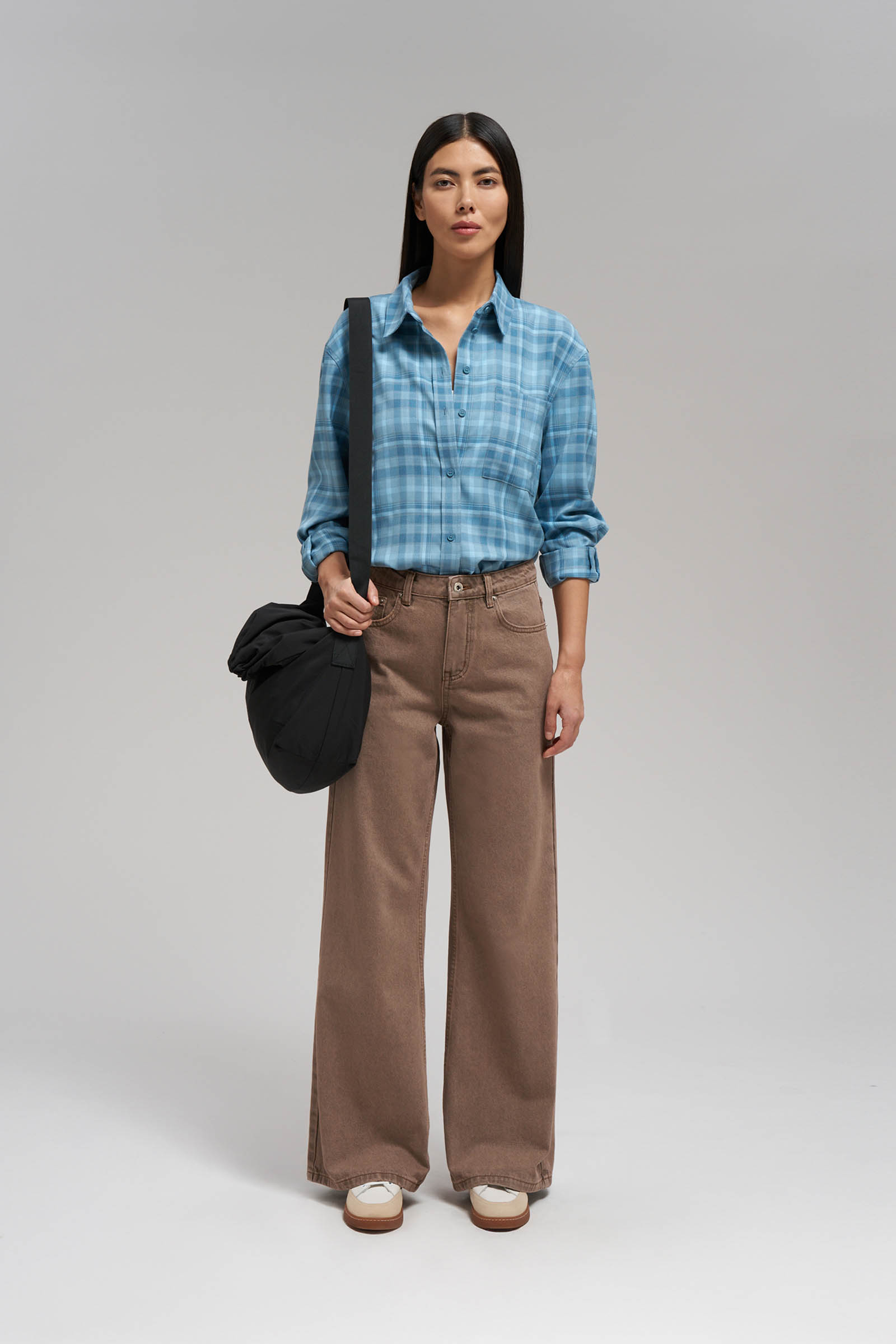 Рубашка FINN FLARE оверсайз в клетку, 186 mc coronet blue, арт. FBG110118