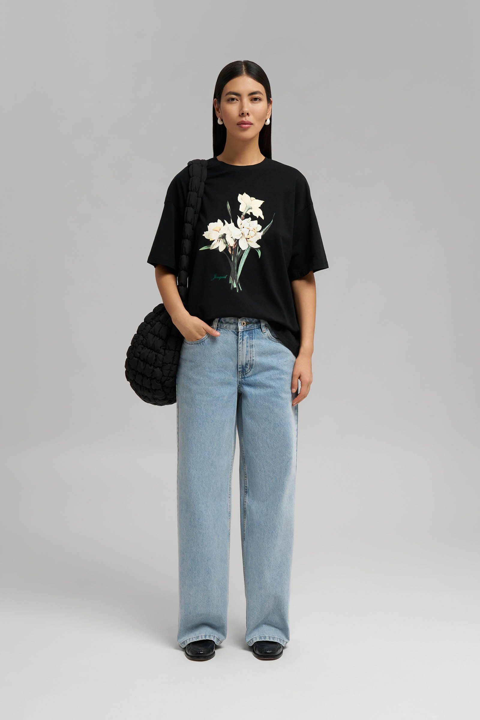 Свободная футболка FINN FLARE из хлопкового джерси, 200 black, арт. FBG12099-3P