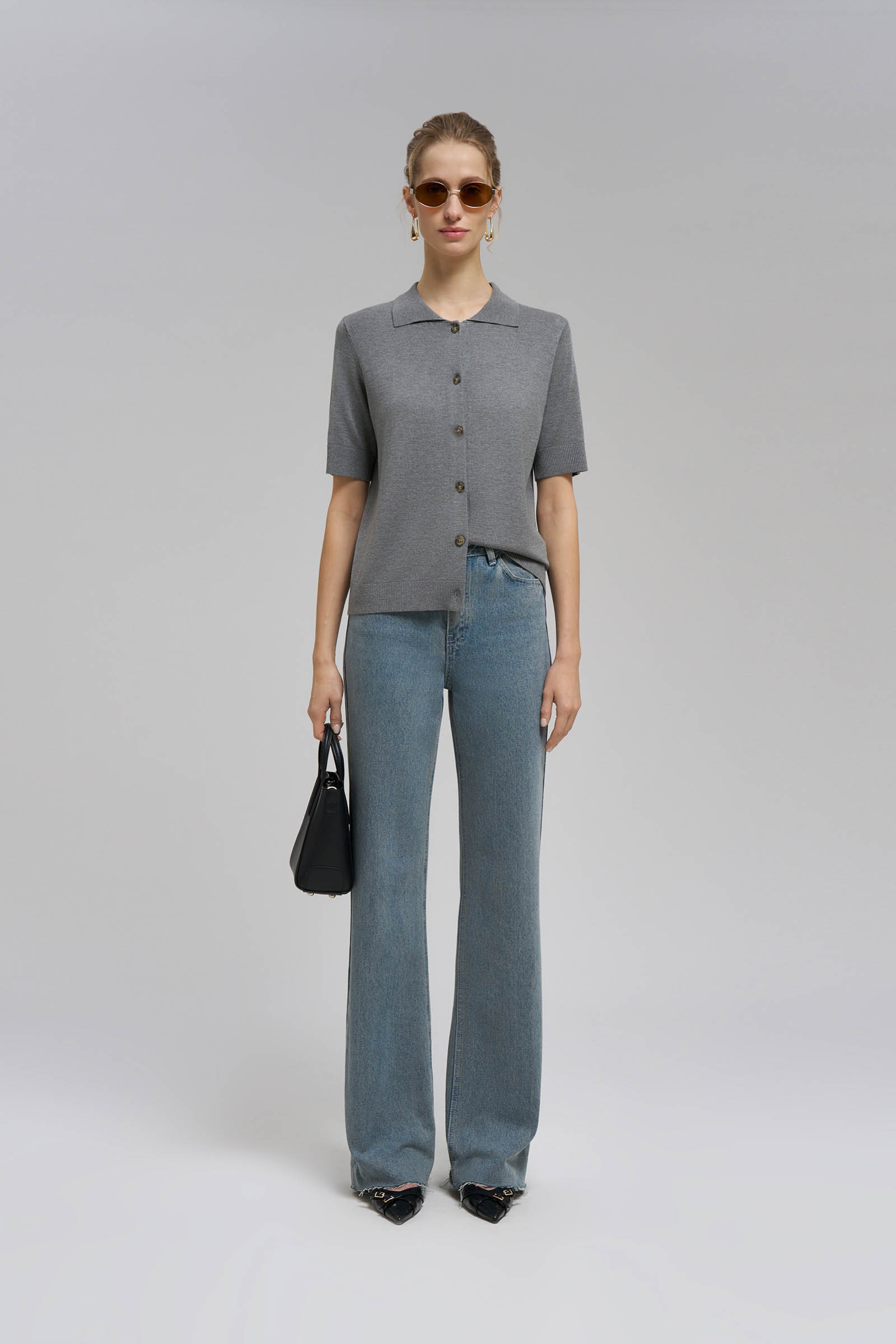 Легкий кардиган FINN FLARE с коротким рукавом, 255 mouse melange, арт. FBG11111