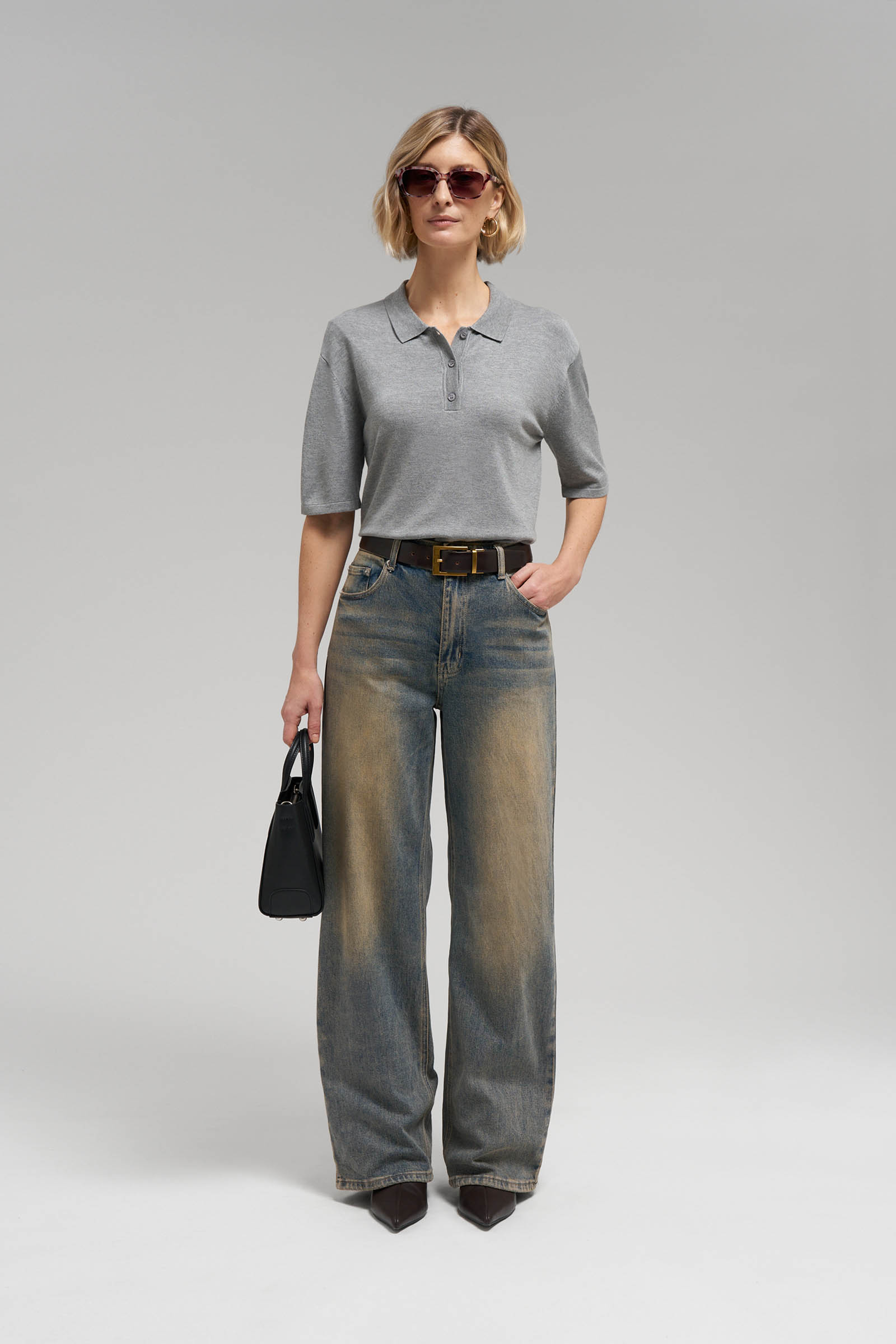 Джемпер-поло Finn Flare, 255 mouse melange, арт. FBG11121