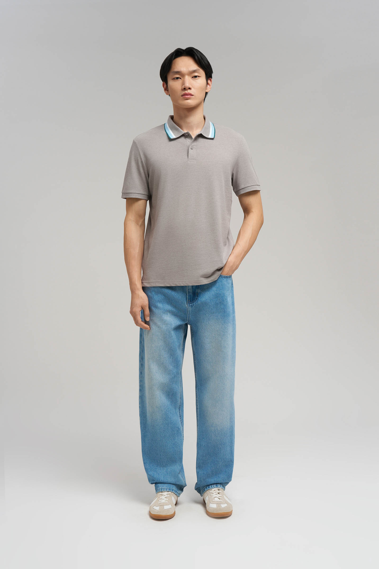 Поло FINN FLARE Slim Fit, 255 mouse melange, арт. FBG21040