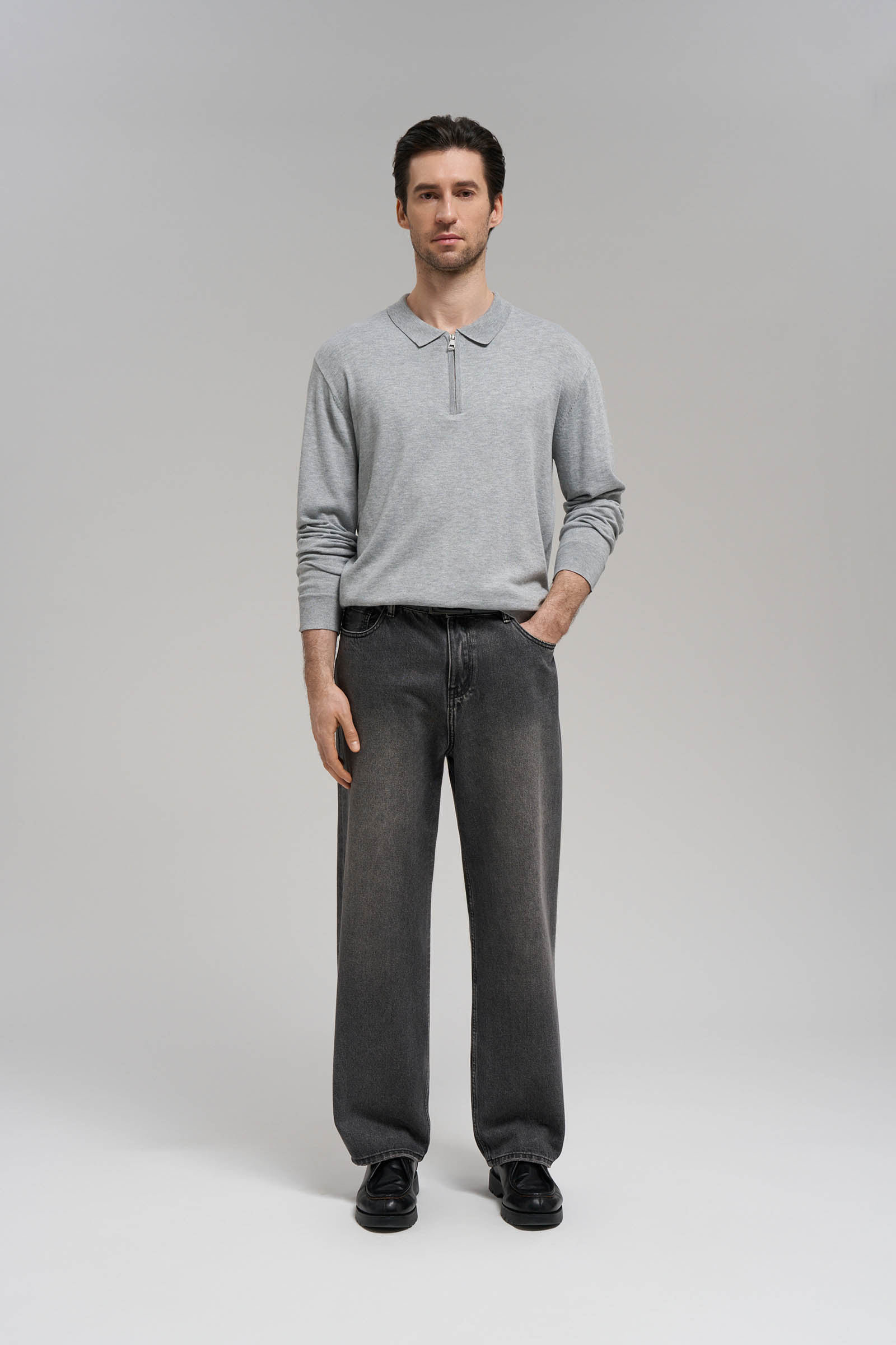 Джемпер-поло полуприлегающего кроя с шерстью 6999₽