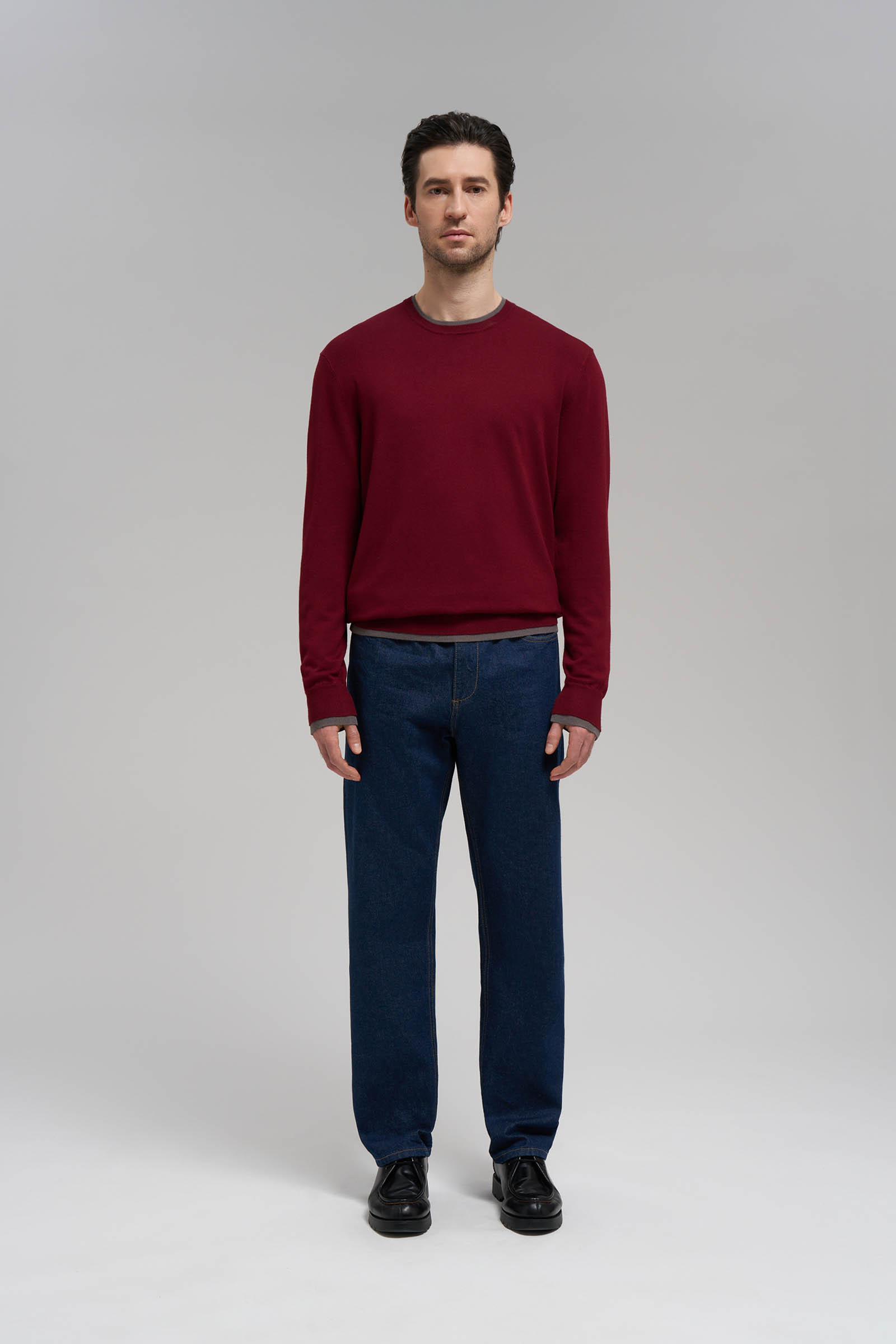 Мужской легкий базовый джемпер FINN FLARE, 376 cordovan, арт. FBG21122