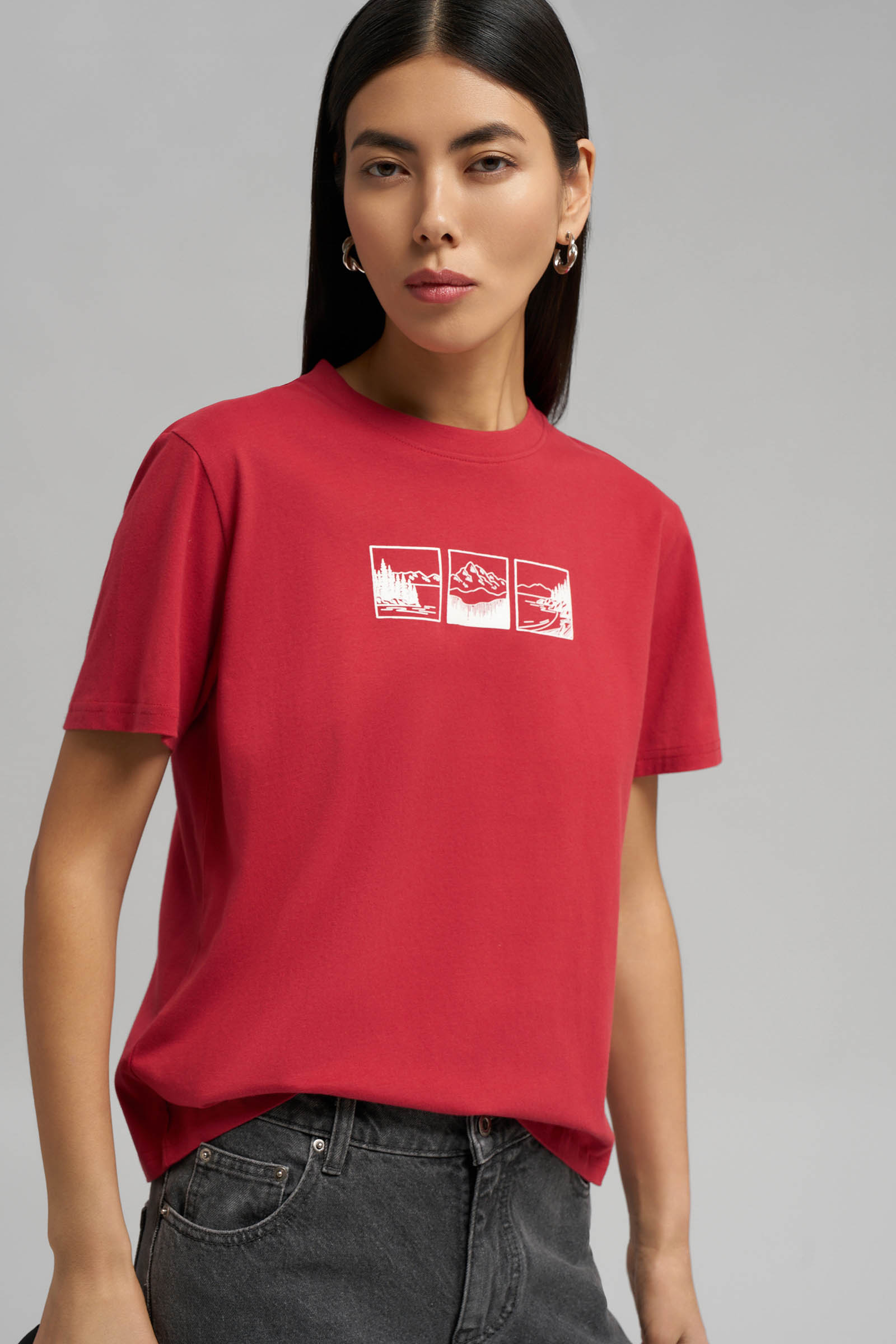 

Футболка regular fit из хлопкового джерси, 378 mc chili, Футболка regular fit из хлопкового джерси