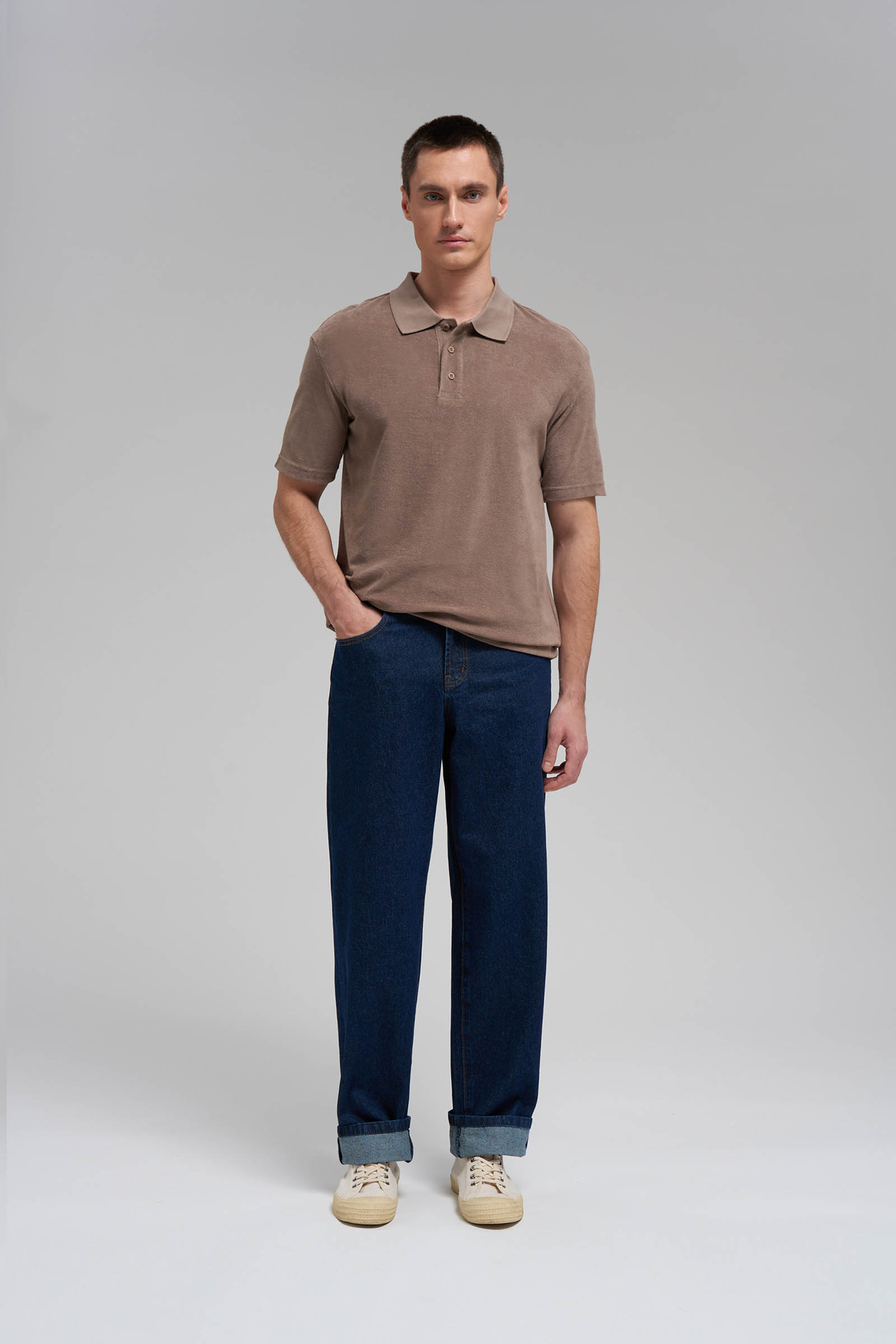 Поло FINN FLARE свободного кроя из хлопкового трикотажа, 623 fungi, арт. FBG21094