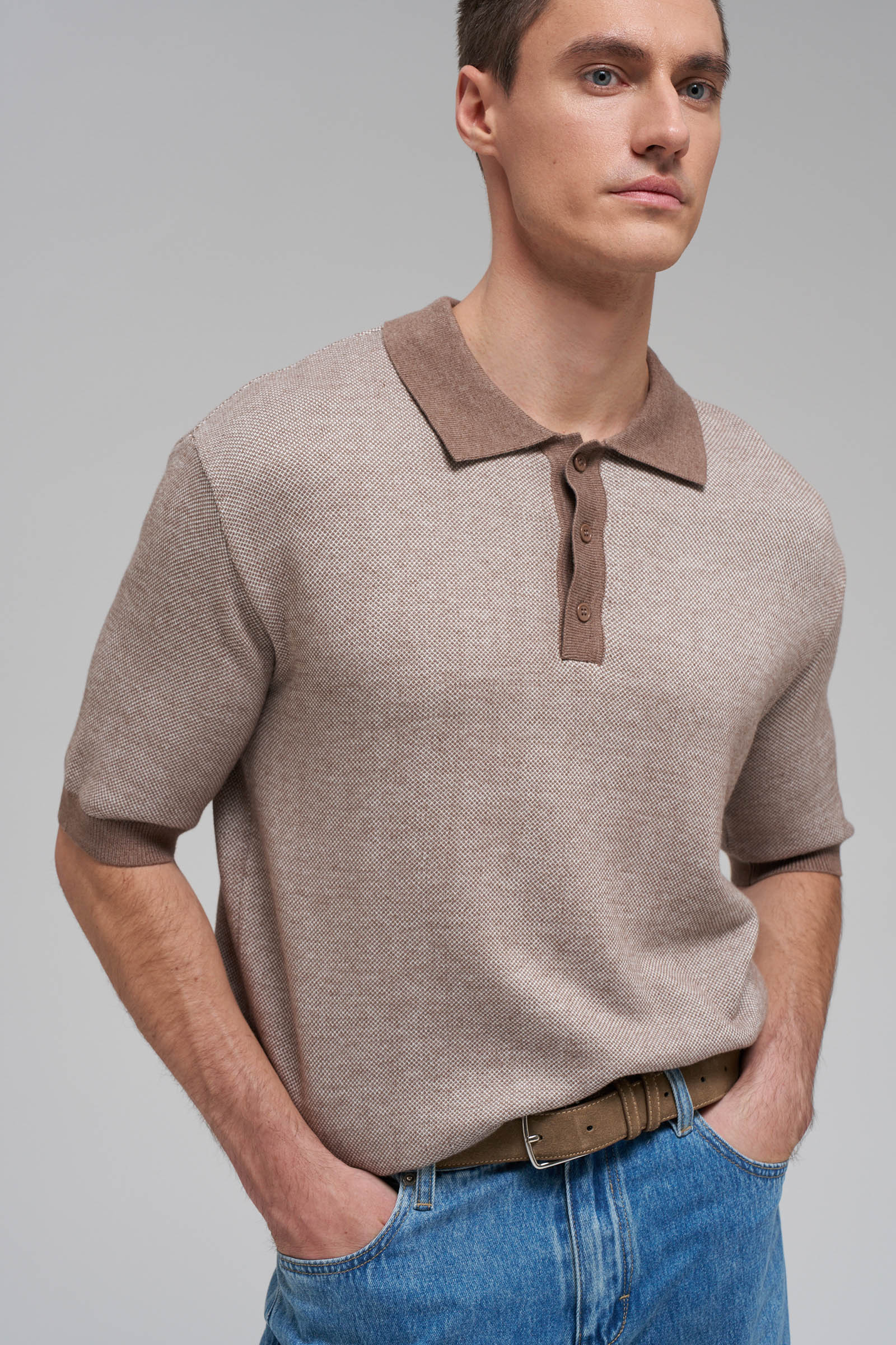 

Джемпер-поло из хлопка, 101 mc cosmic blue, Джемпер-поло из хлопка