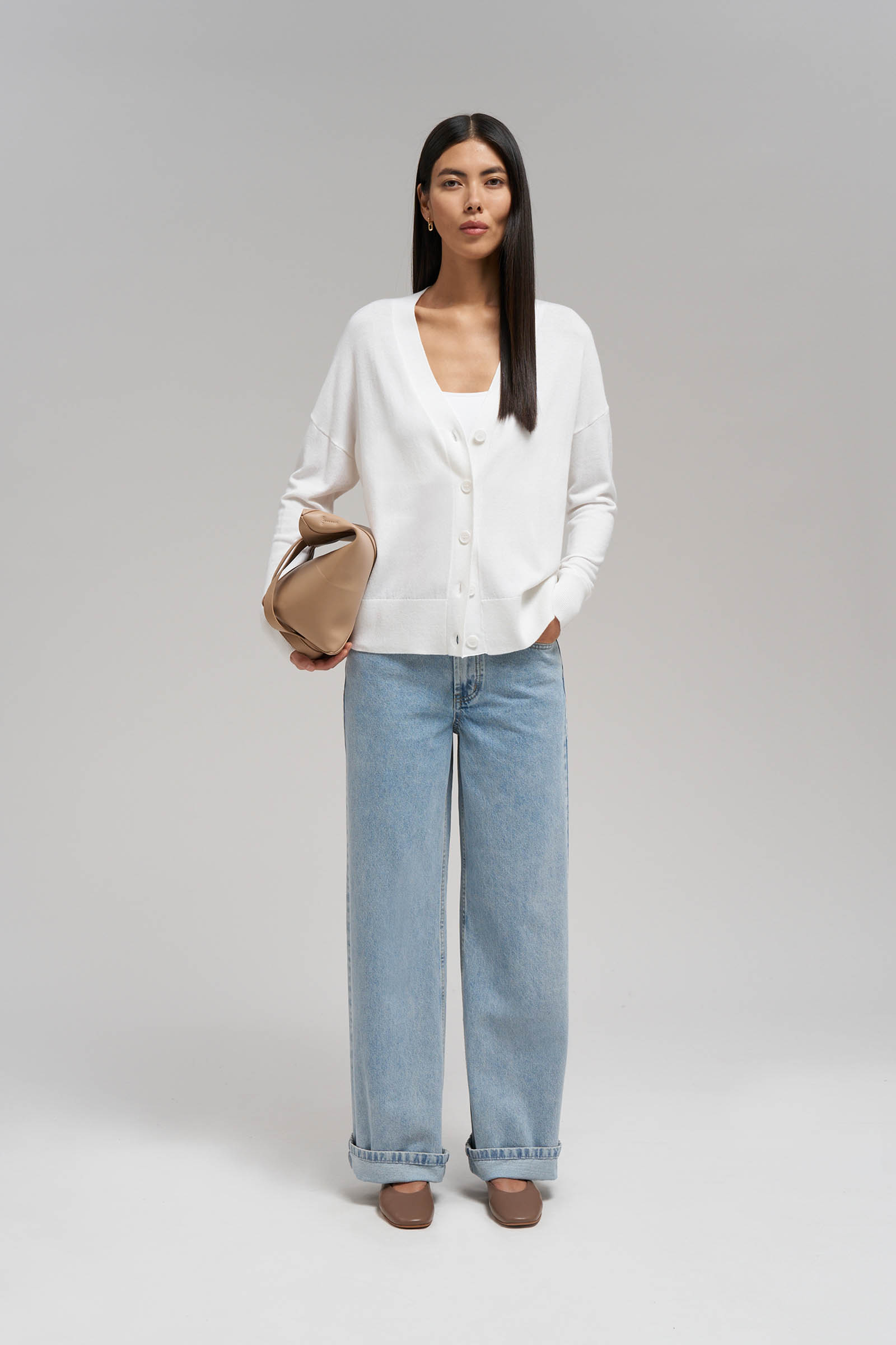 Кардиган FINN FLARE свободного кроя с шерстью, 711 milk, арт. FBG11113