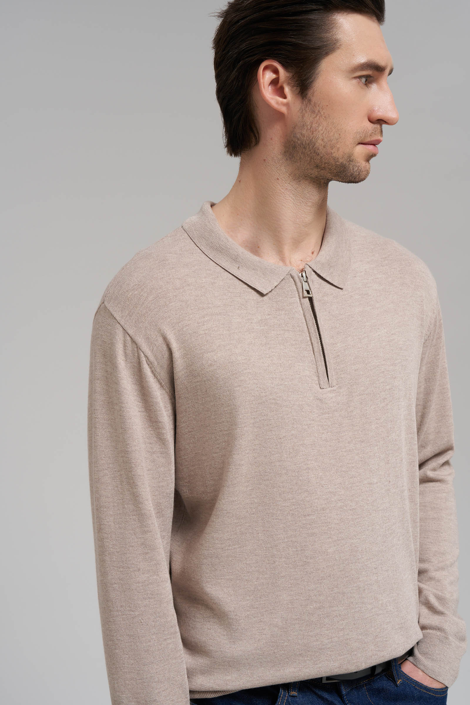 

Джемпер-поло полуприлегающего кроя с шерстью, 268 alloy melange, Джемпер-поло полуприлегающего кроя с шерстью