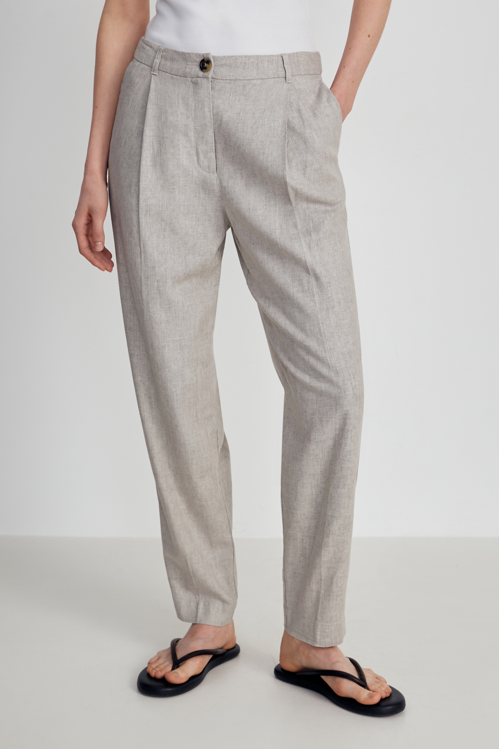 Finn-Flare льняные брюки женские casual стиля