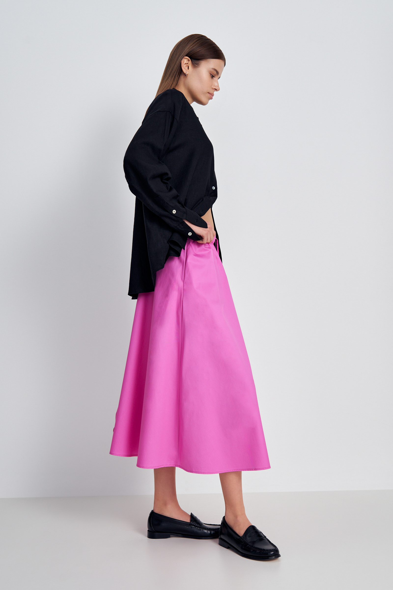 

Юбка миди из хлопка с эластичным поясом, 844 phlox, Юбка миди из хлопка с эластичным поясом