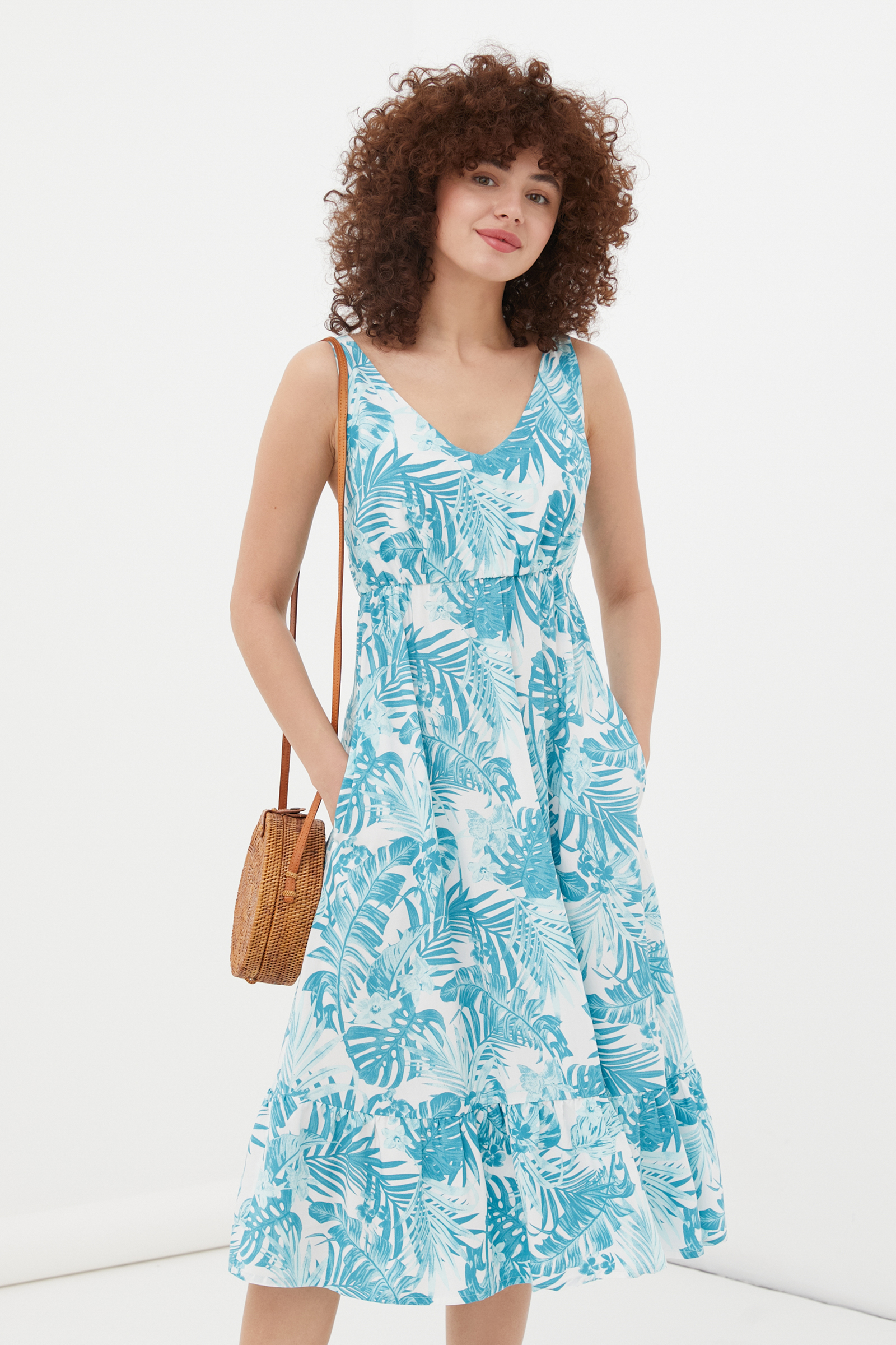 Платье женское из вискозы, цвет Изумрудный, артикул: FSC13058_629192.  Купить в интернет-магазине FINN FLARE