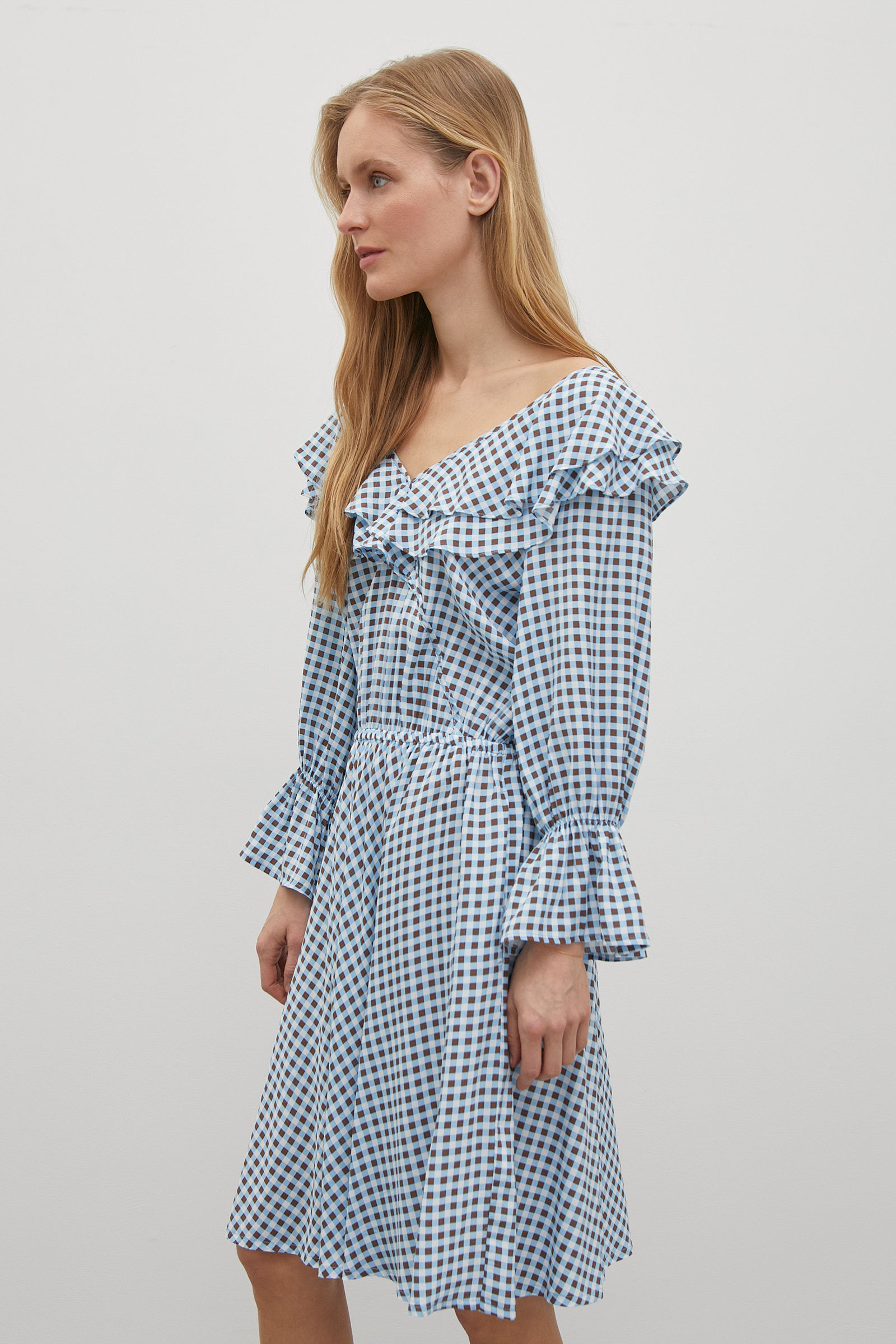 

Платье с воланом, 117 mc crystal blue, Платье с воланом