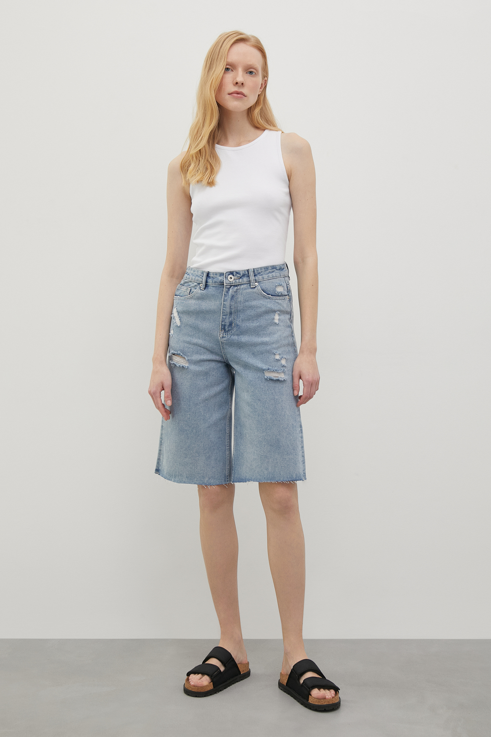 

Джинсовые шорты с необработанным краем, 1261 light denim, Джинсовые шорты с необработанным краем