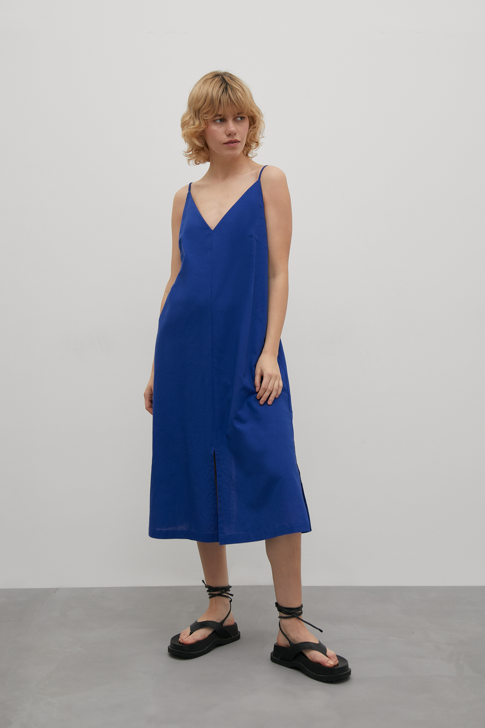 

Льняное платье-комбинация, 174 sodalite blue, Льняное платье-комбинация