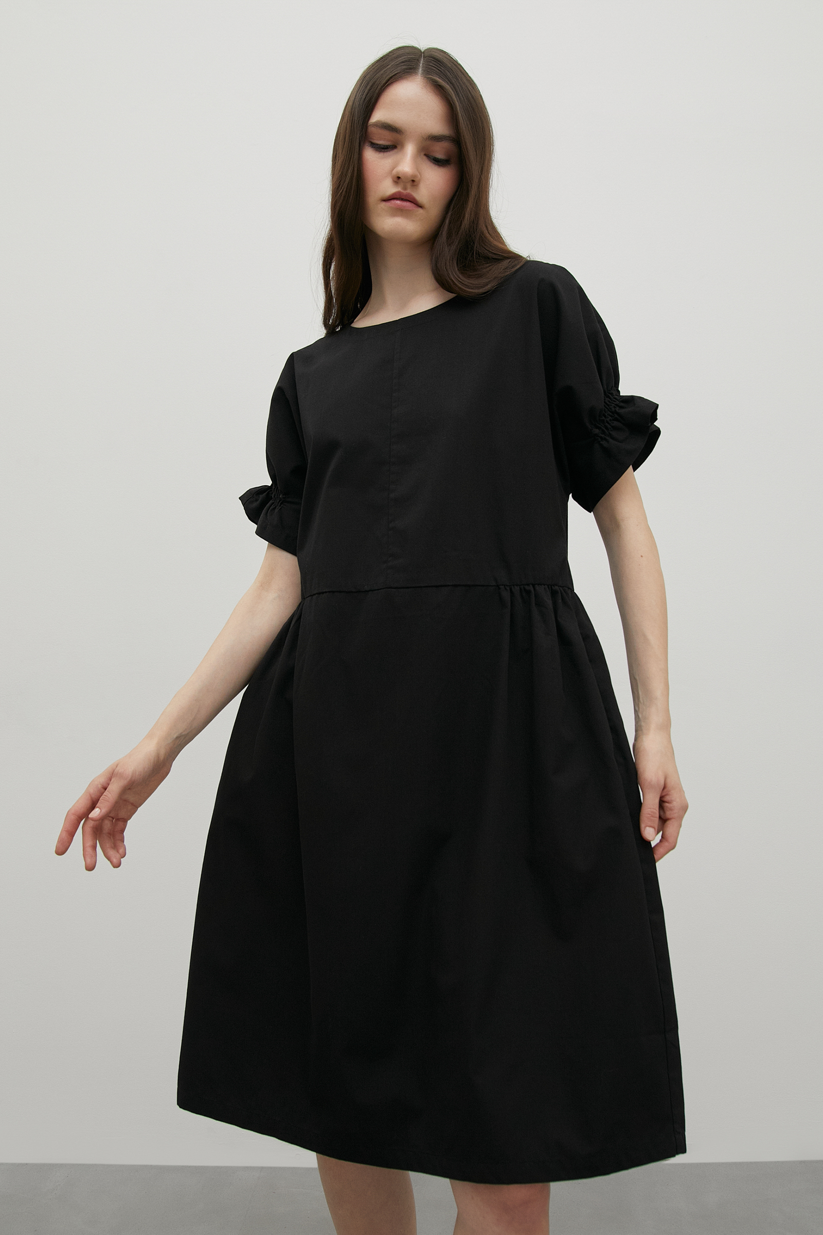 

Платье с рукавами-буфами, 200 black, Платье с рукавами-буфами