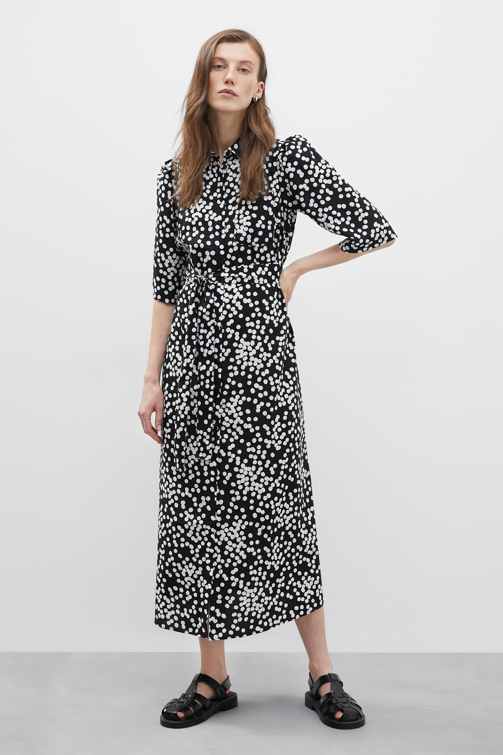 

Платье-рубашка с поясом, 200 mc black, Платье-рубашка с поясом