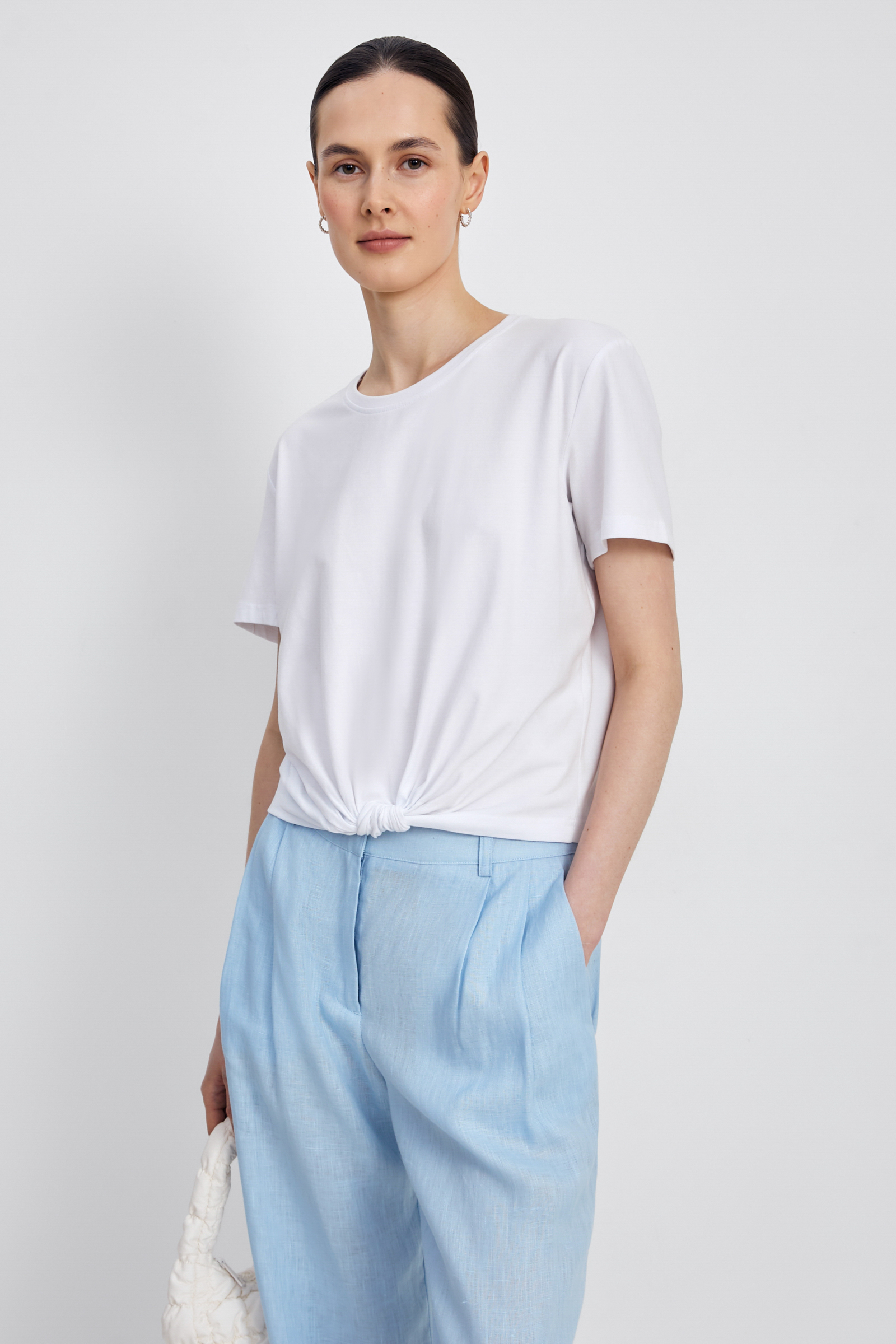 Футболка FINN FLARE с узлом, 201 white, арт. FSD110205