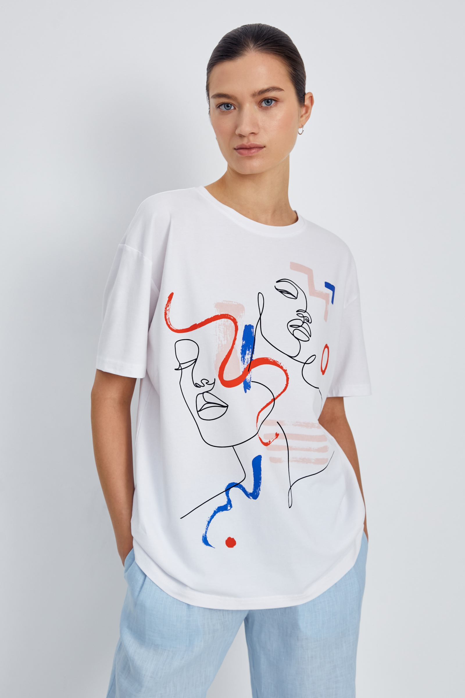 

Футболка с абстрактным принтом, 201 white, Футболка с абстрактным принтом