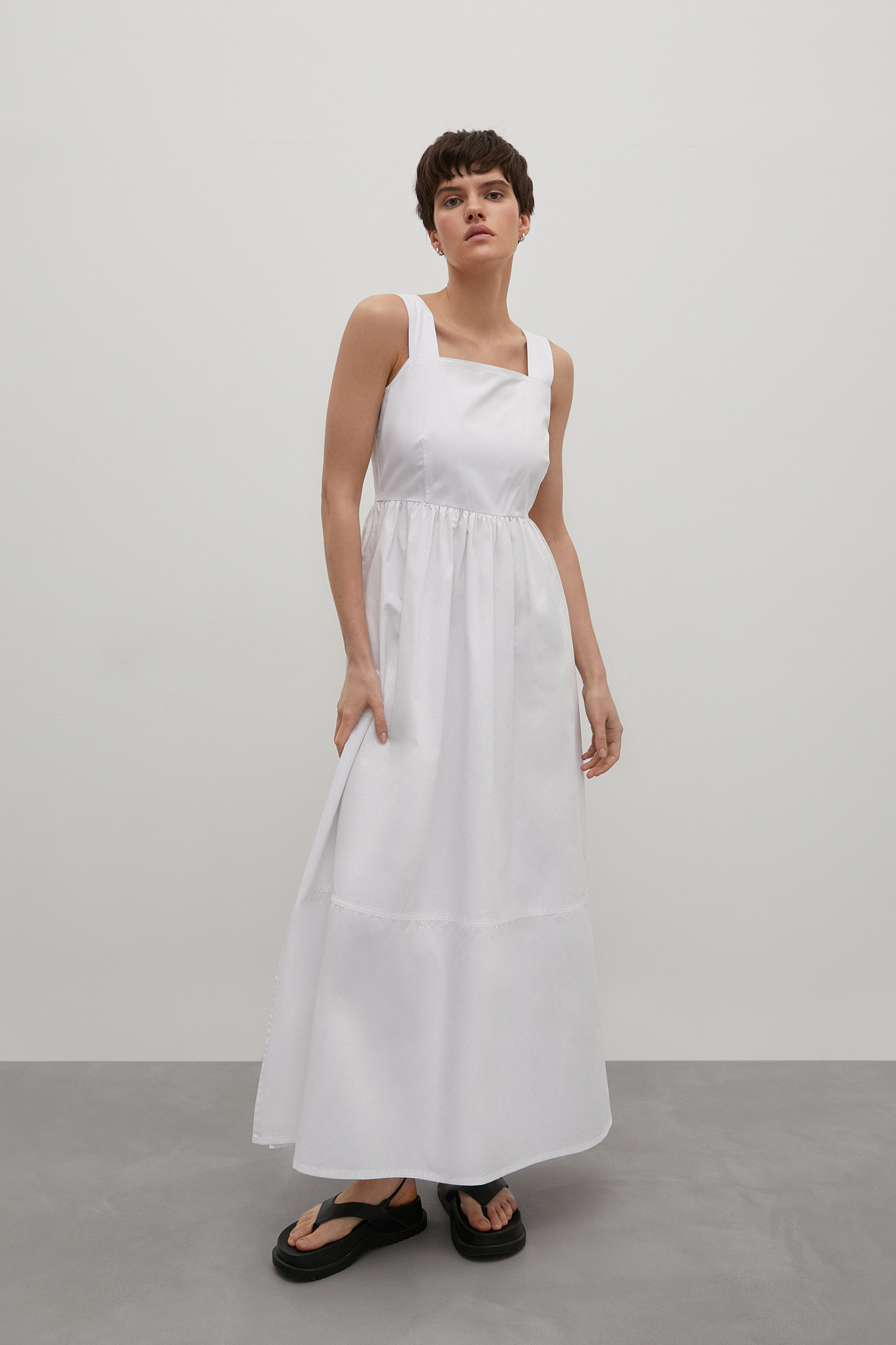 

Сарафан в длине макси из хлопка, 201 white, Сарафан в длине макси из хлопка