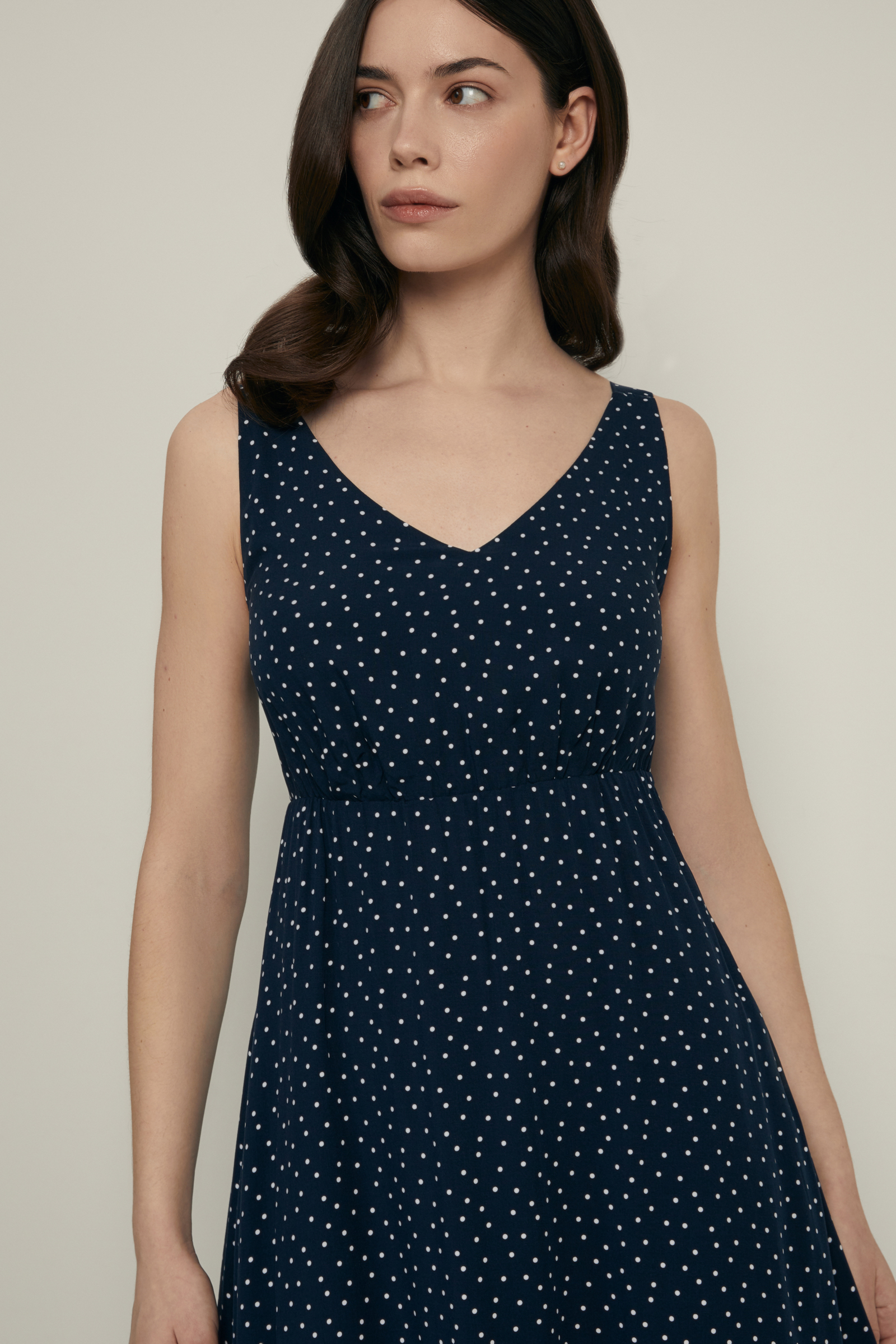 Сарафан FINN FLARE миди в горошек, 101 mc cosmic blue, арт. FSF12030