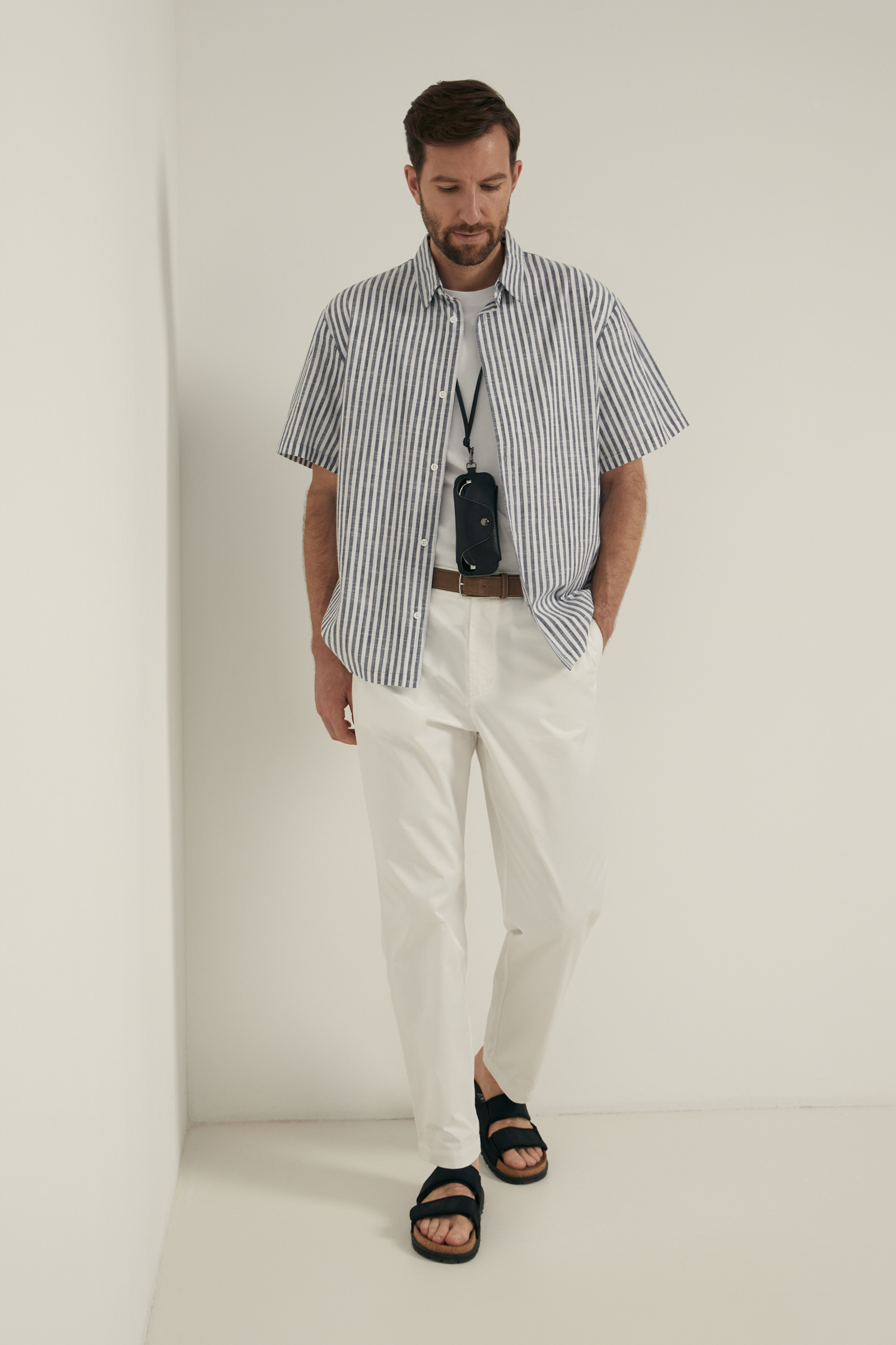 

Рубашка с коротким рукавом в полоску, 101 mc cosmic blue, Рубашка с коротким рукавом в полоску