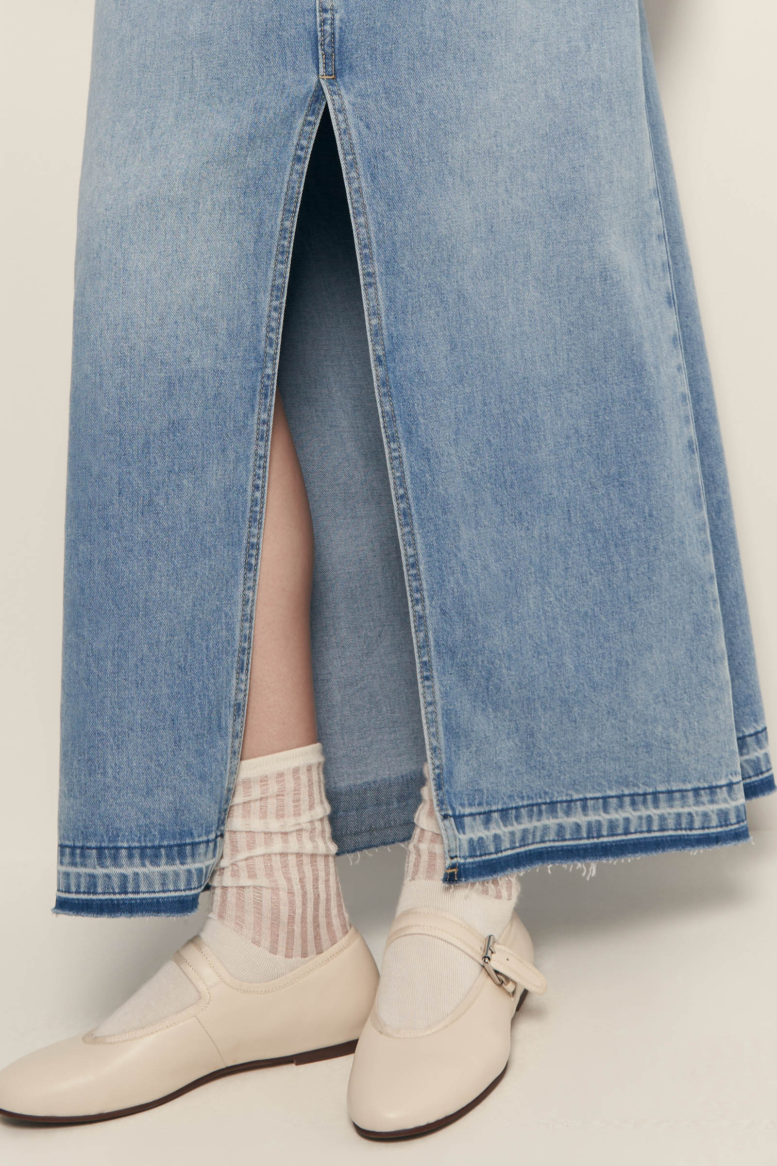 

Джинсовая юбка макси с разрезом, 1261 light denim, Джинсовая юбка макси с разрезом