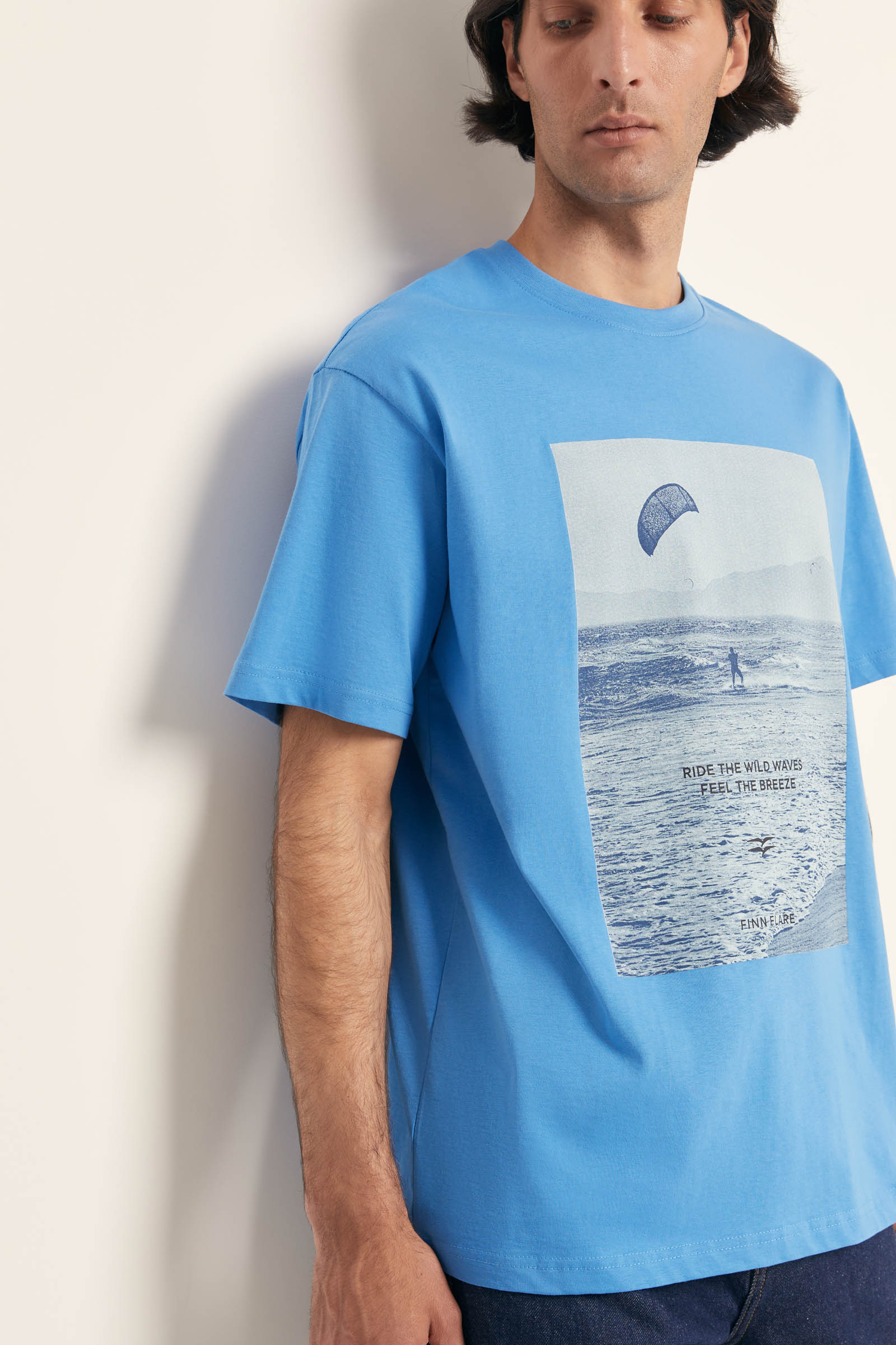 

Футболка из хлопка с принтом, 180 blue aster, Футболка из хлопка с принтом