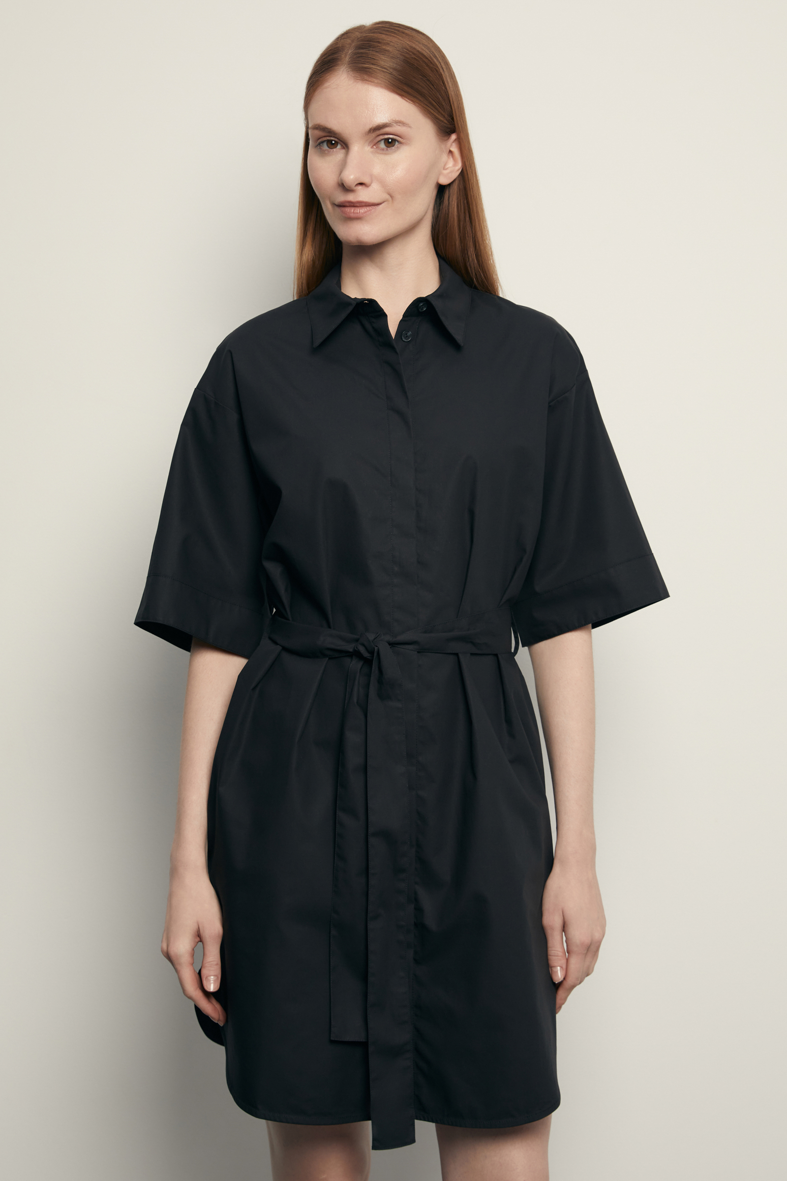 

Платье с коротким рукавом и поясом, 200 black, Платье с коротким рукавом и поясом