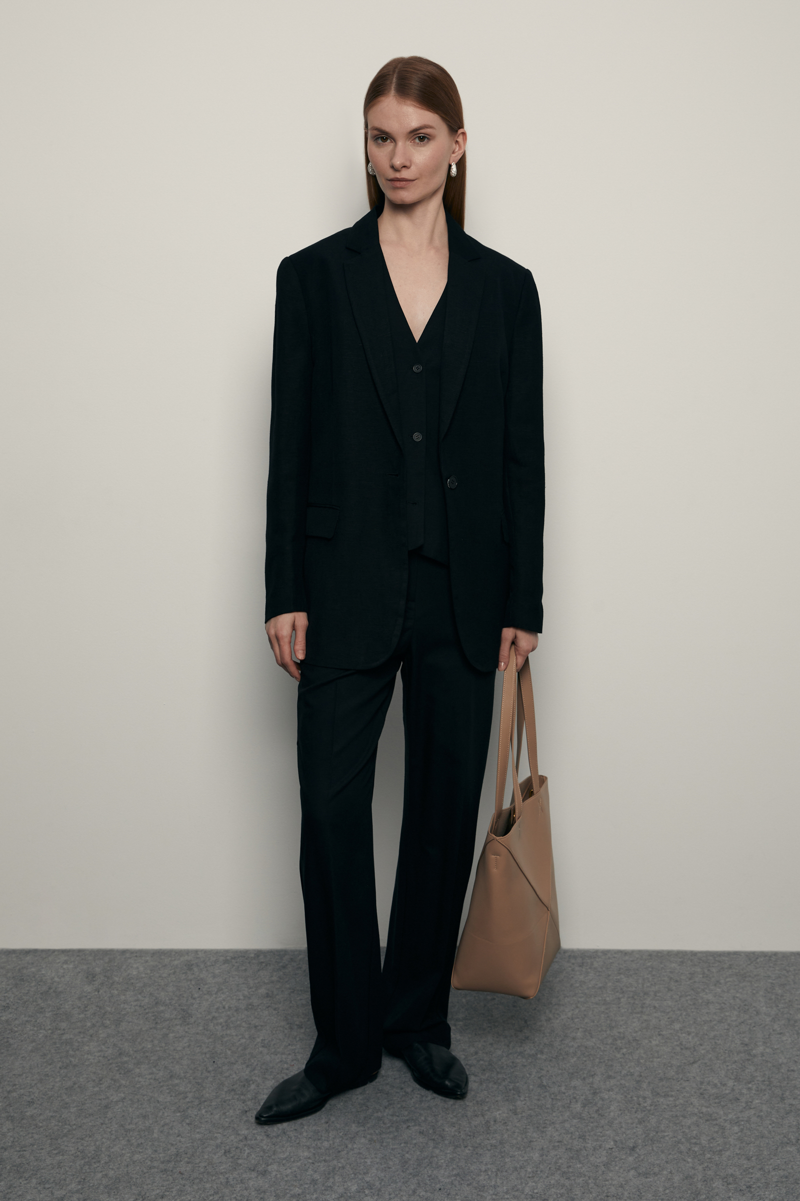 Однобортный жакет с добавлением льна