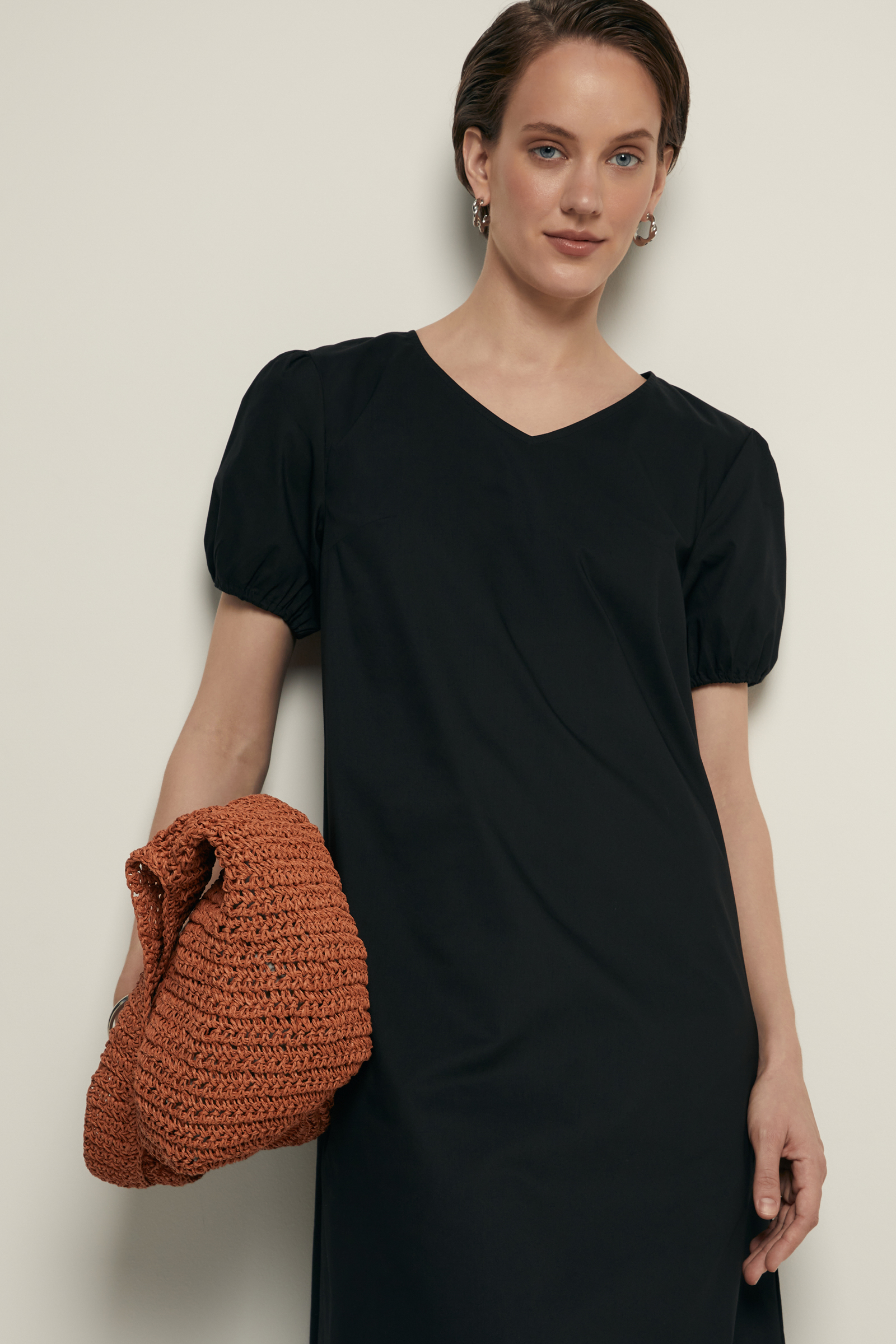 

Платье миди из хлопка, 200 black, Платье миди из хлопка