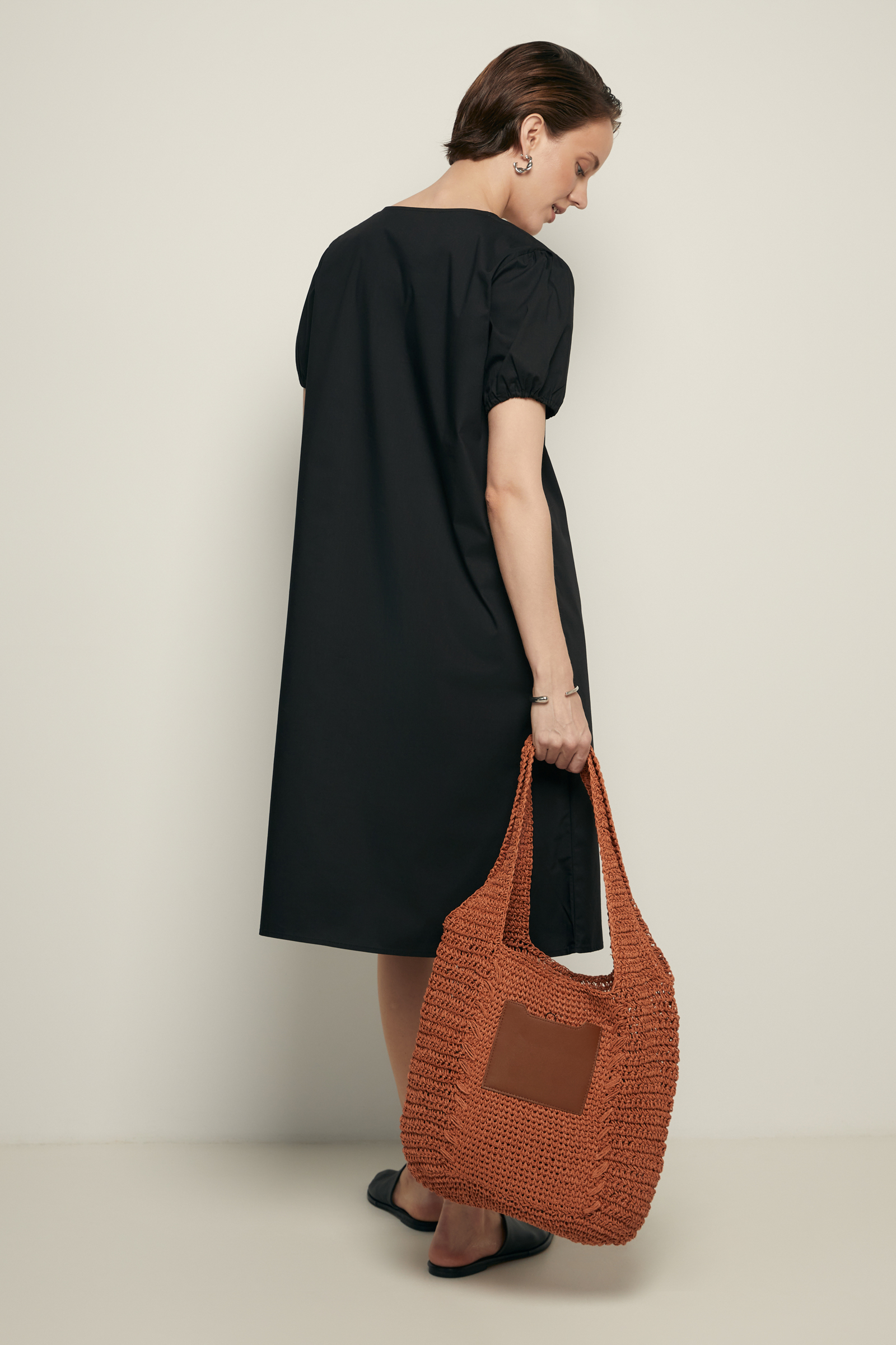 

Платье миди из хлопка, 200 black, Платье миди из хлопка