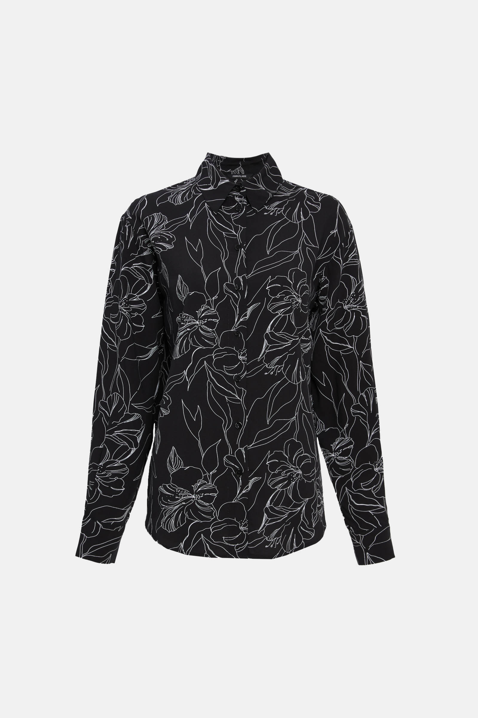 

Блузка свободного силуэта с цветочным принтом, 200 mc black, Блузка свободного силуэта с цветочным принтом