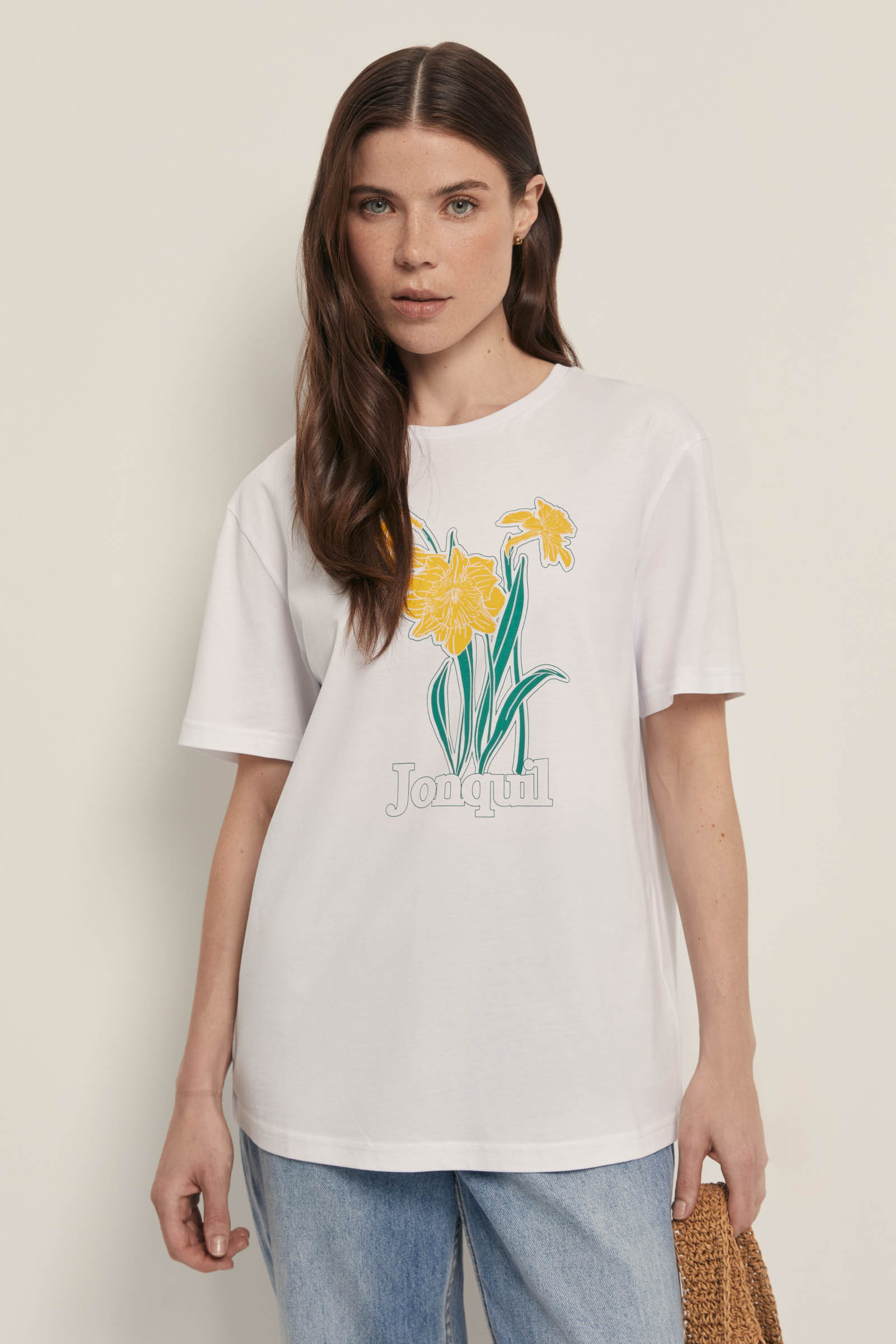 

Футболка свободного силуэта с принтом, 180 blue aster, Футболка свободного силуэта с принтом