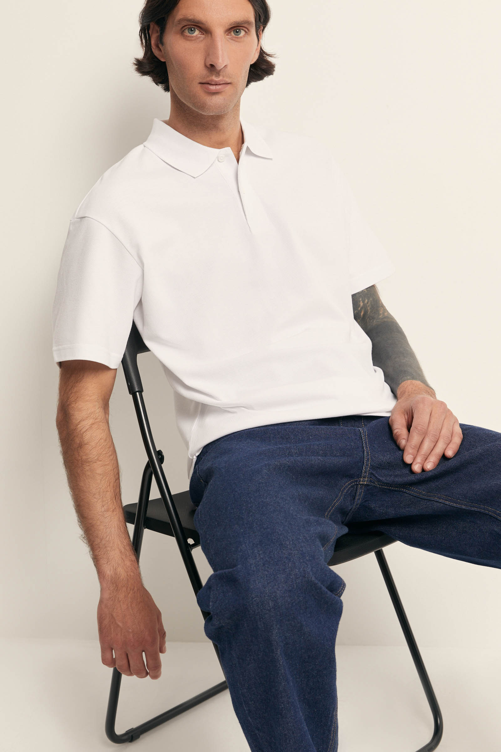 Поло FINN FLARE из органического хлопка пике, белый, арт. FSF21016