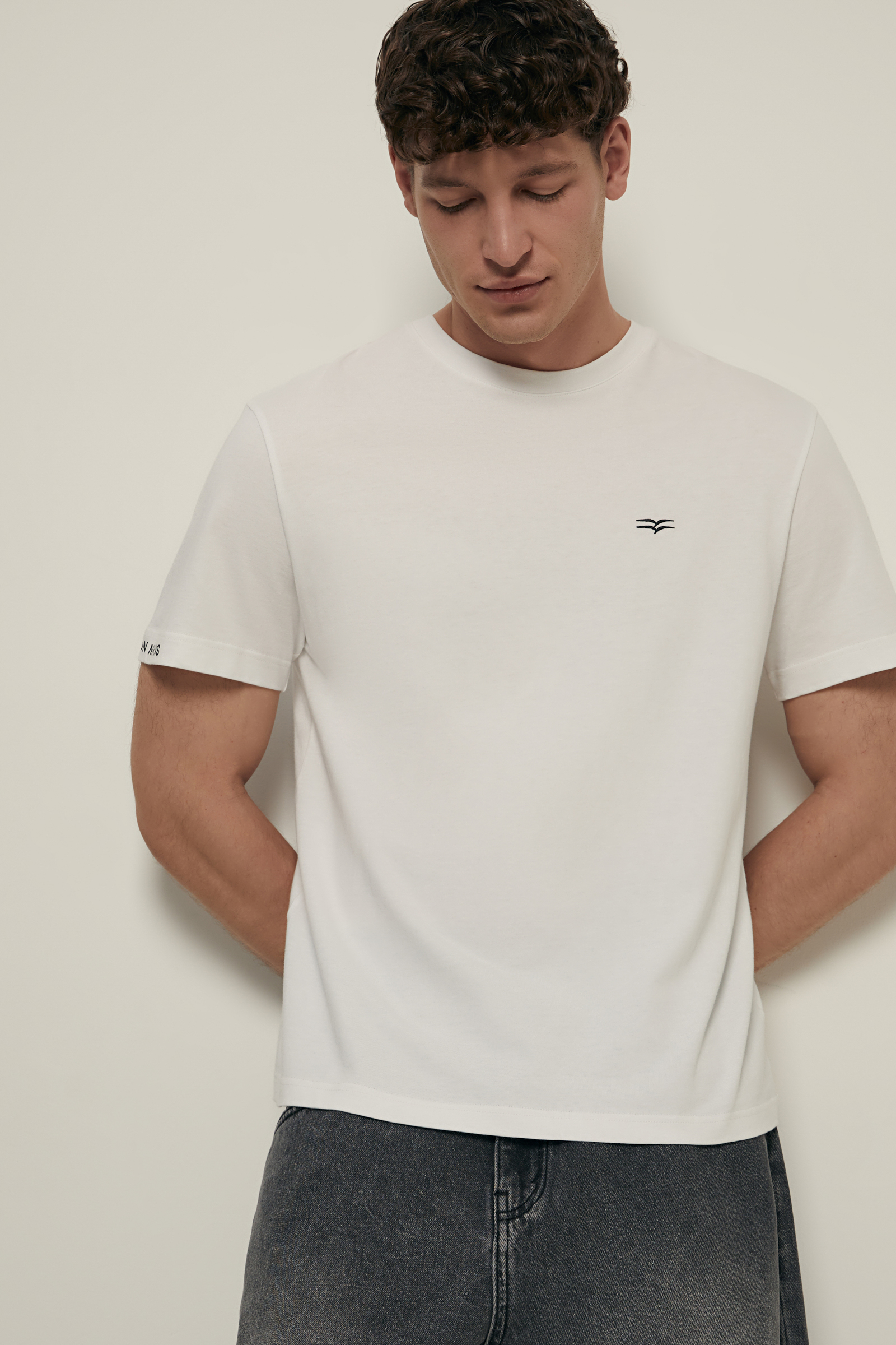 

Футболка прямого кроя из хлопка, 201 white, Футболка прямого кроя из хлопка