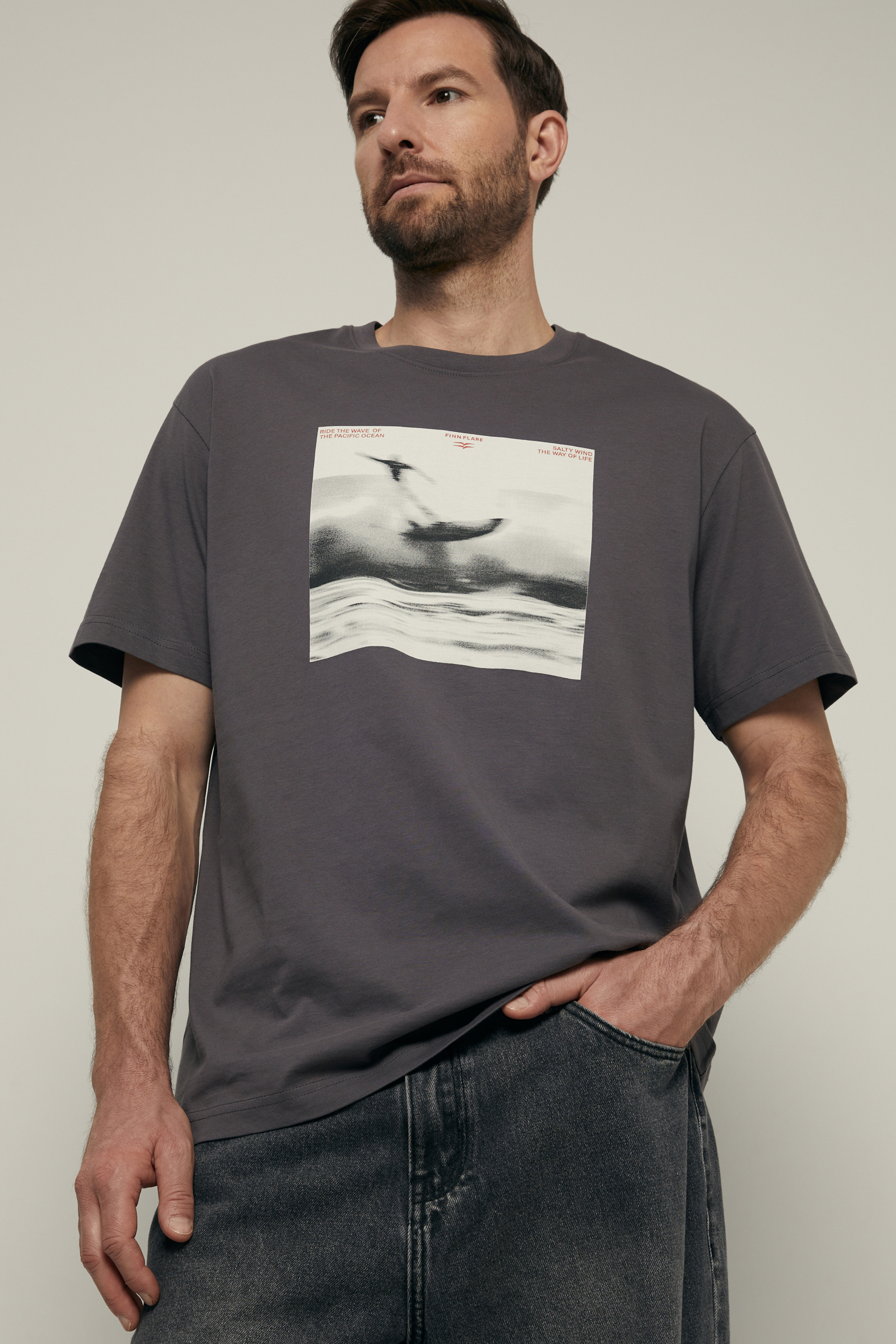 

Футболка из хлопка с принтом, 202 graphite, Футболка из хлопка с принтом