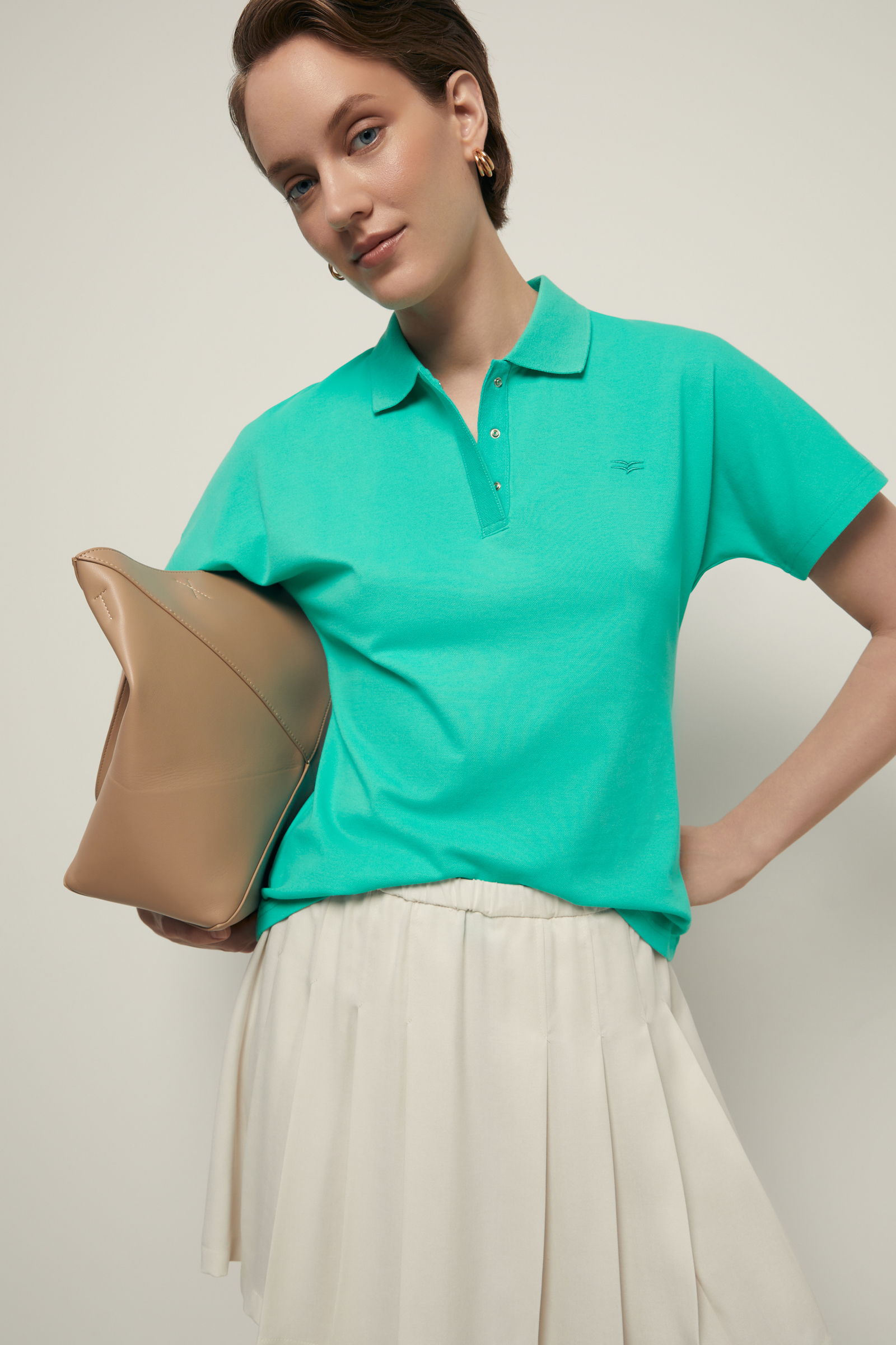 Поло FINN FLARE с вышивкой, 569 jelly mint, арт. FSF110122