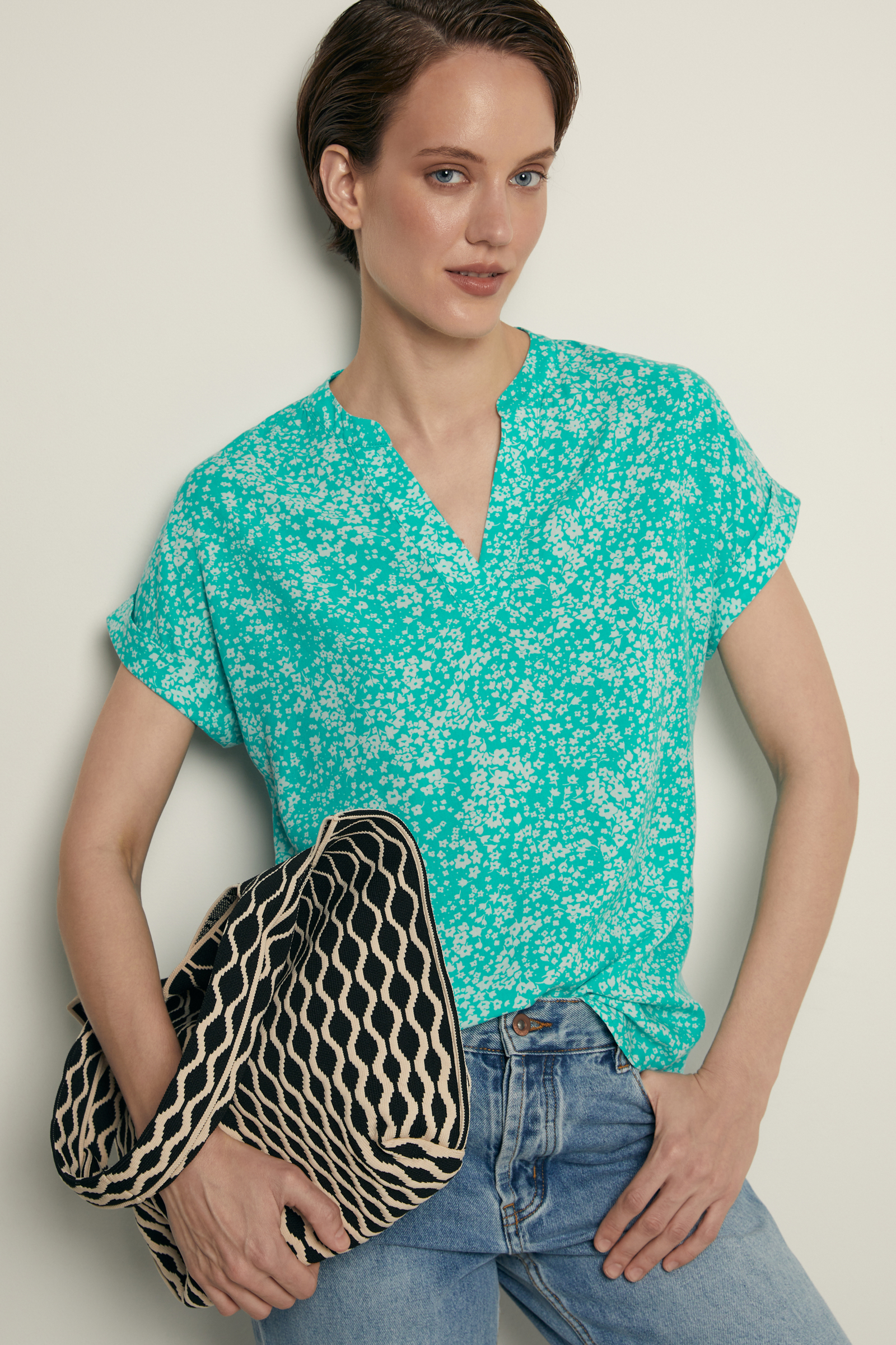 Блузка Finn Flare с цветочным принтом, 569 mc jelly mint, арт. FSF12002