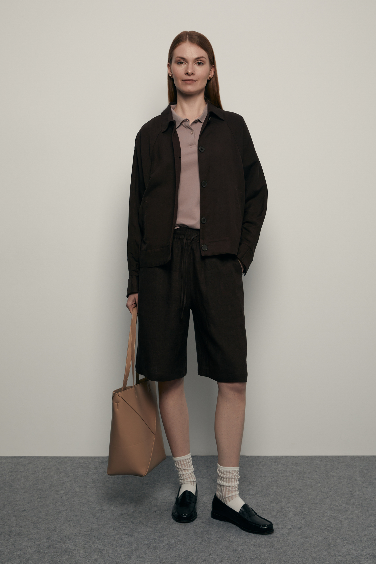 Жакет с добавлением льна и отложным воротником