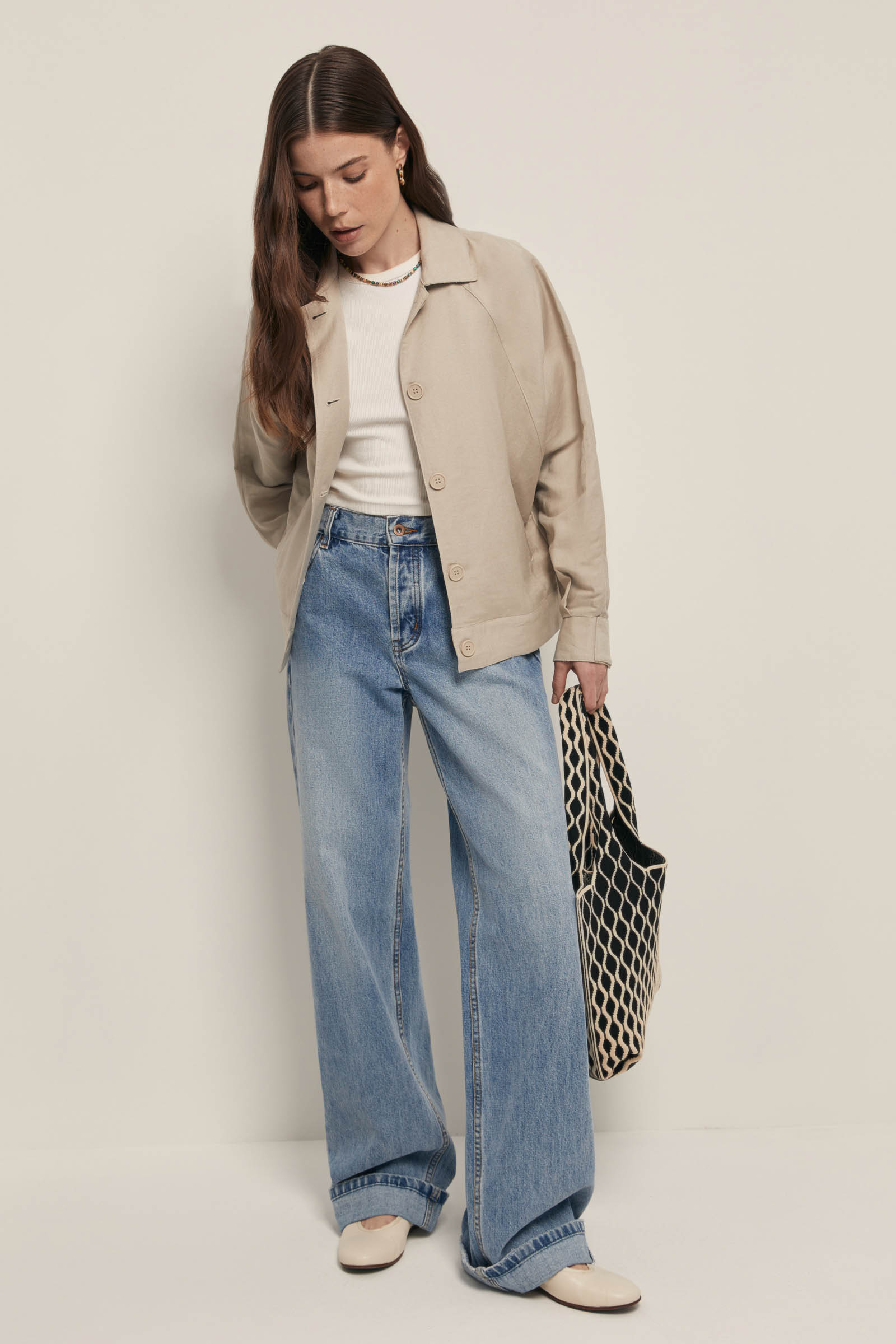 Жакет с добавлением льна и отложным воротником 10799₽