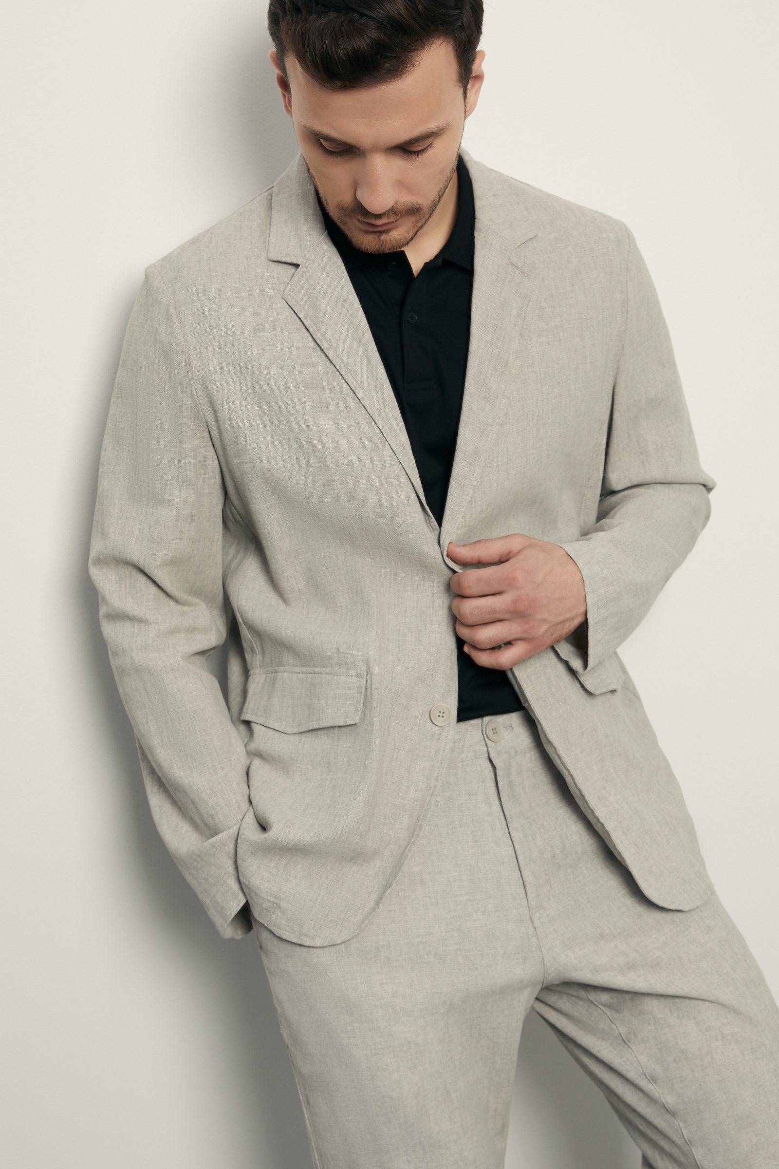 Однобортный пиджак с добавлением льна 4193₽