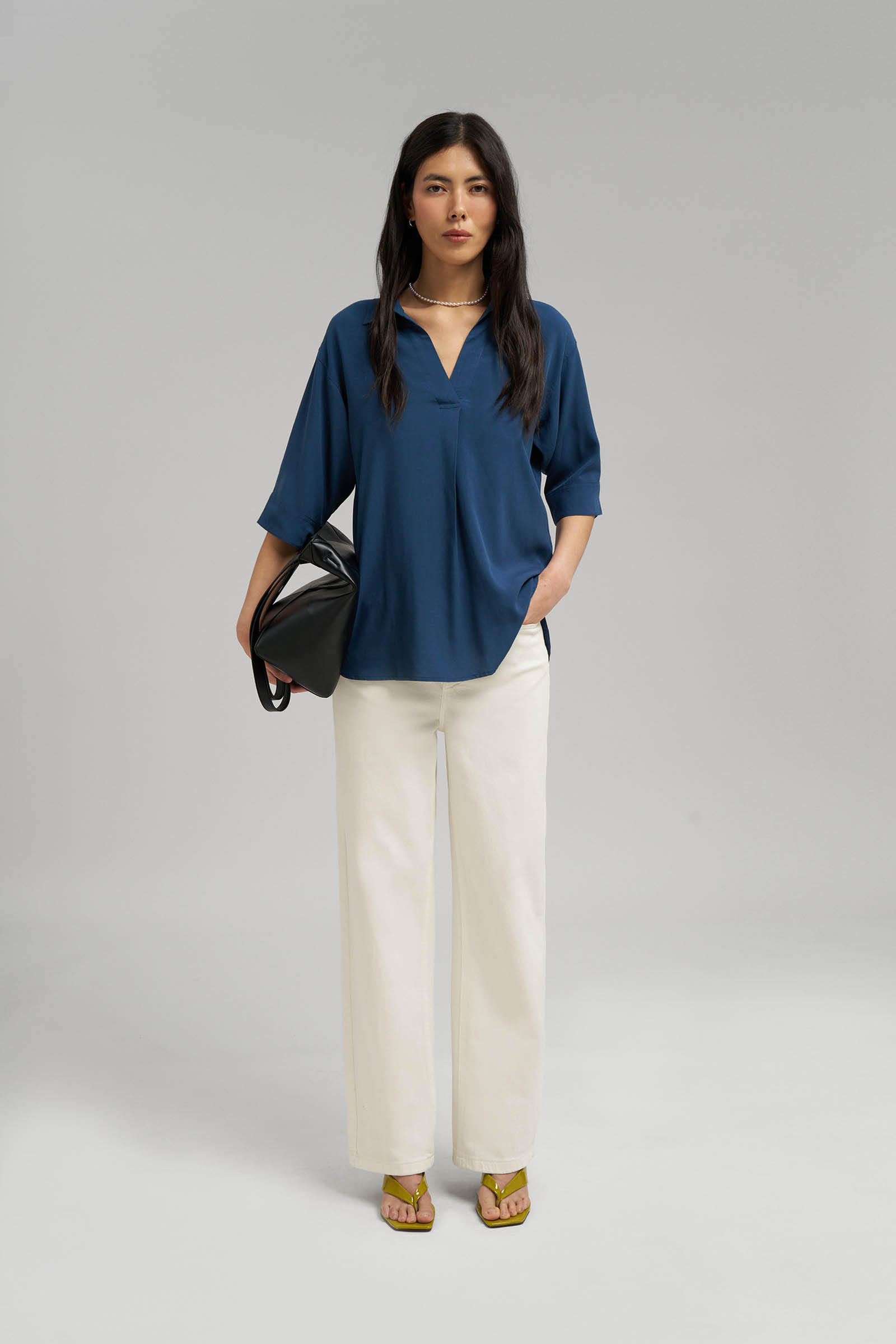 Блузка Finn Flare свободного кроя, синий, арт. FSG11004