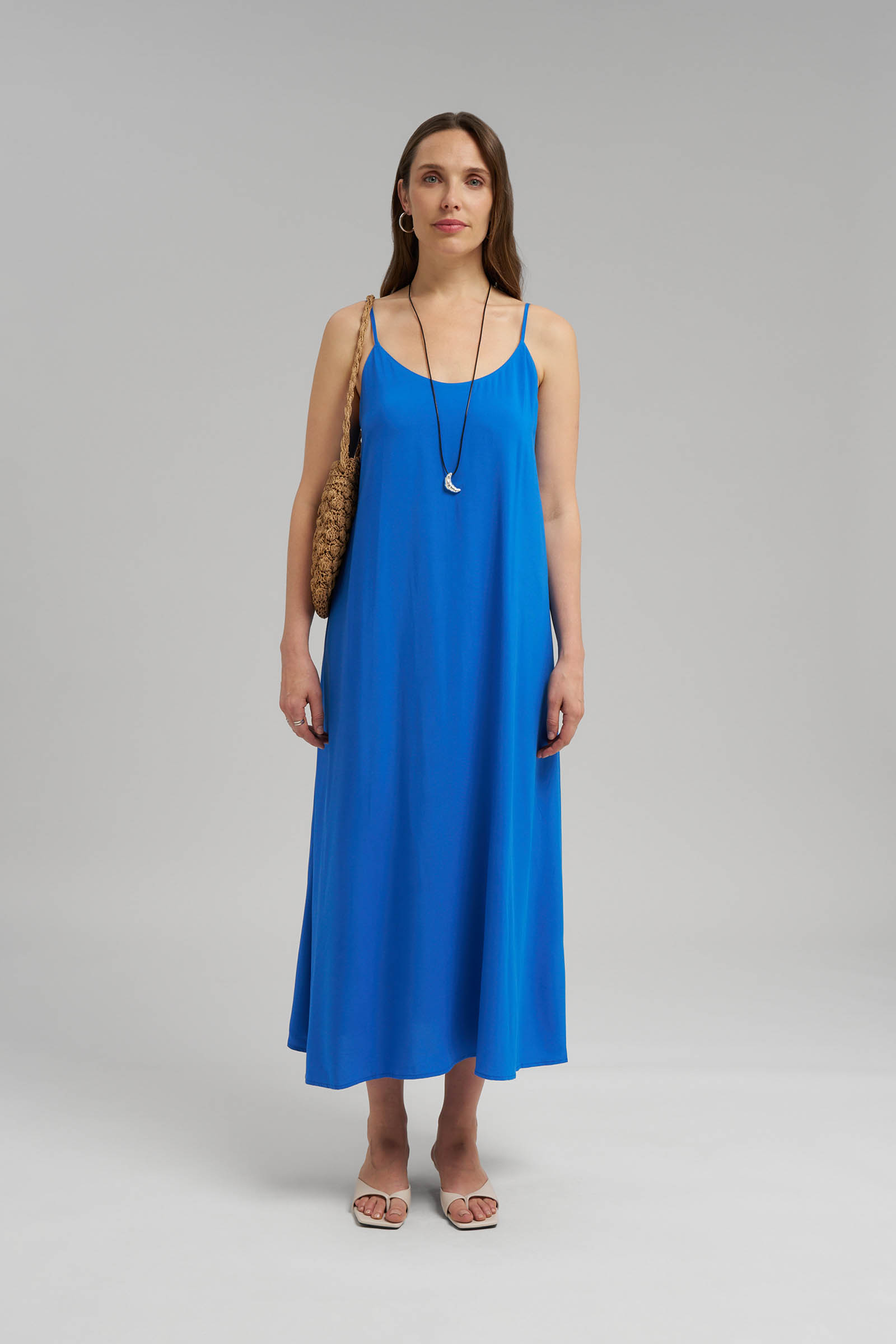 Свободное платье миди FINN FLARE на бретелях, синий, арт. FSG11009