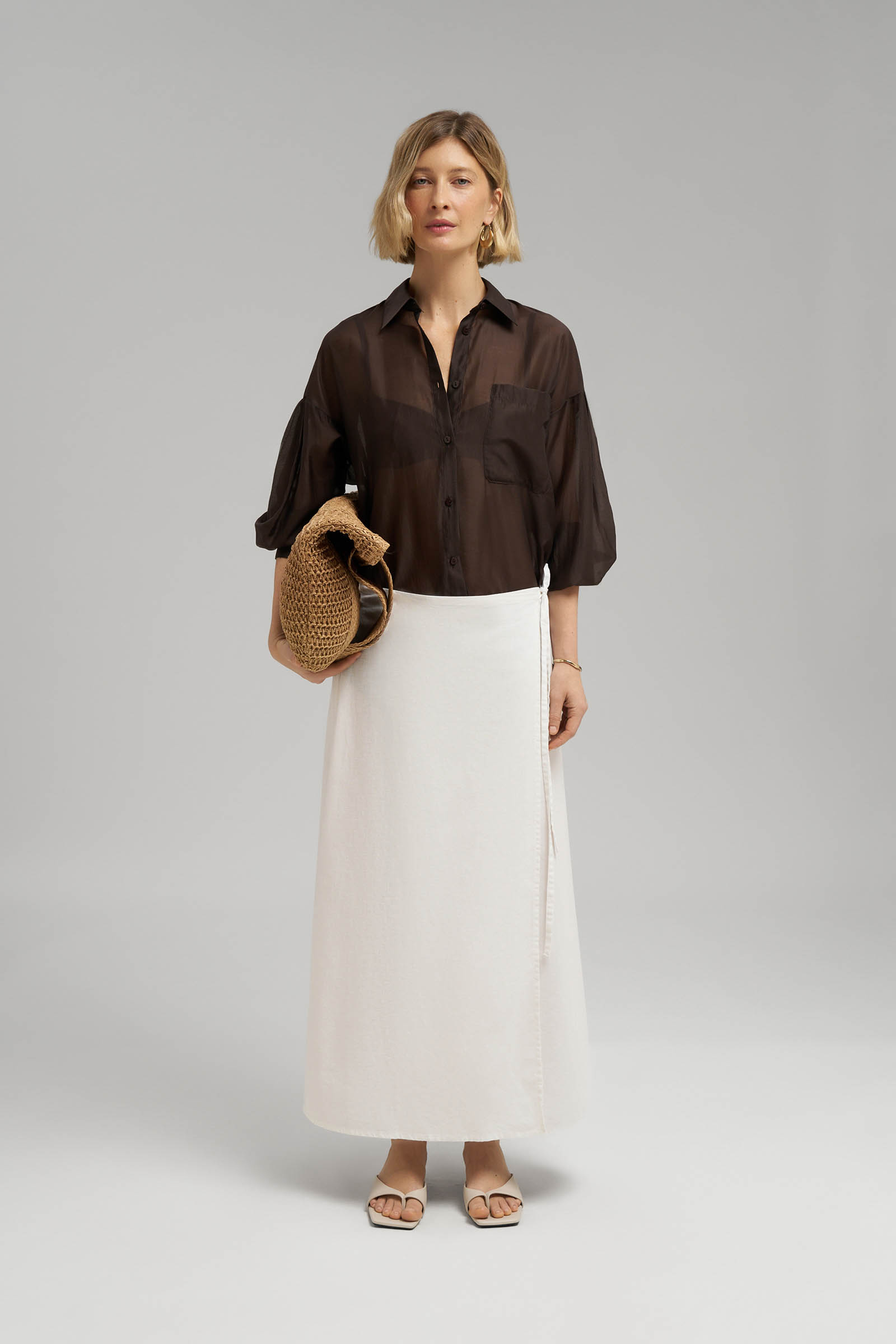 Юбка миди Finn Flare на запах, белый, арт. FSG110151